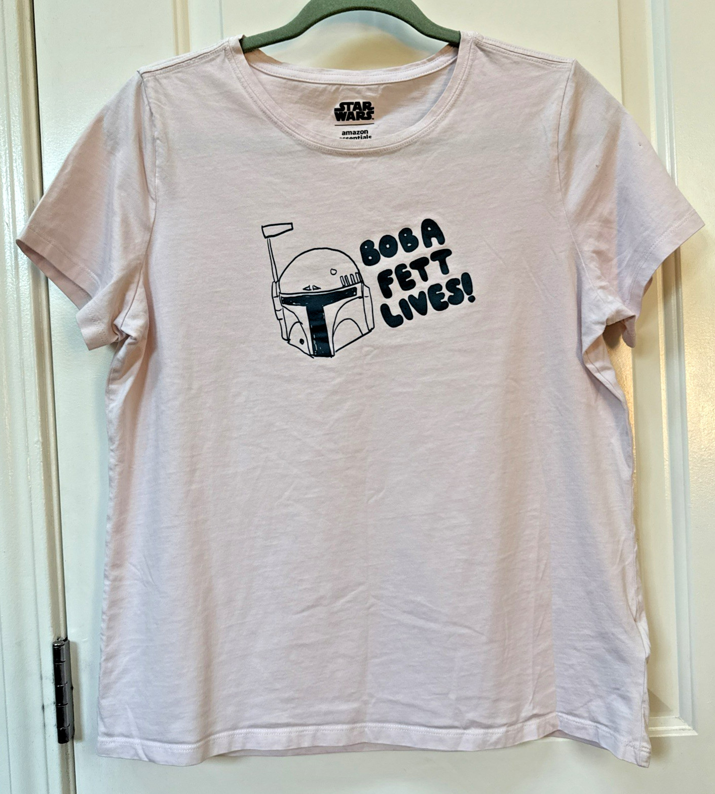 Star Wars Women Large T-Shirt Boba Fett Lives! Pink Graphic Pink Pinholes Sleeve