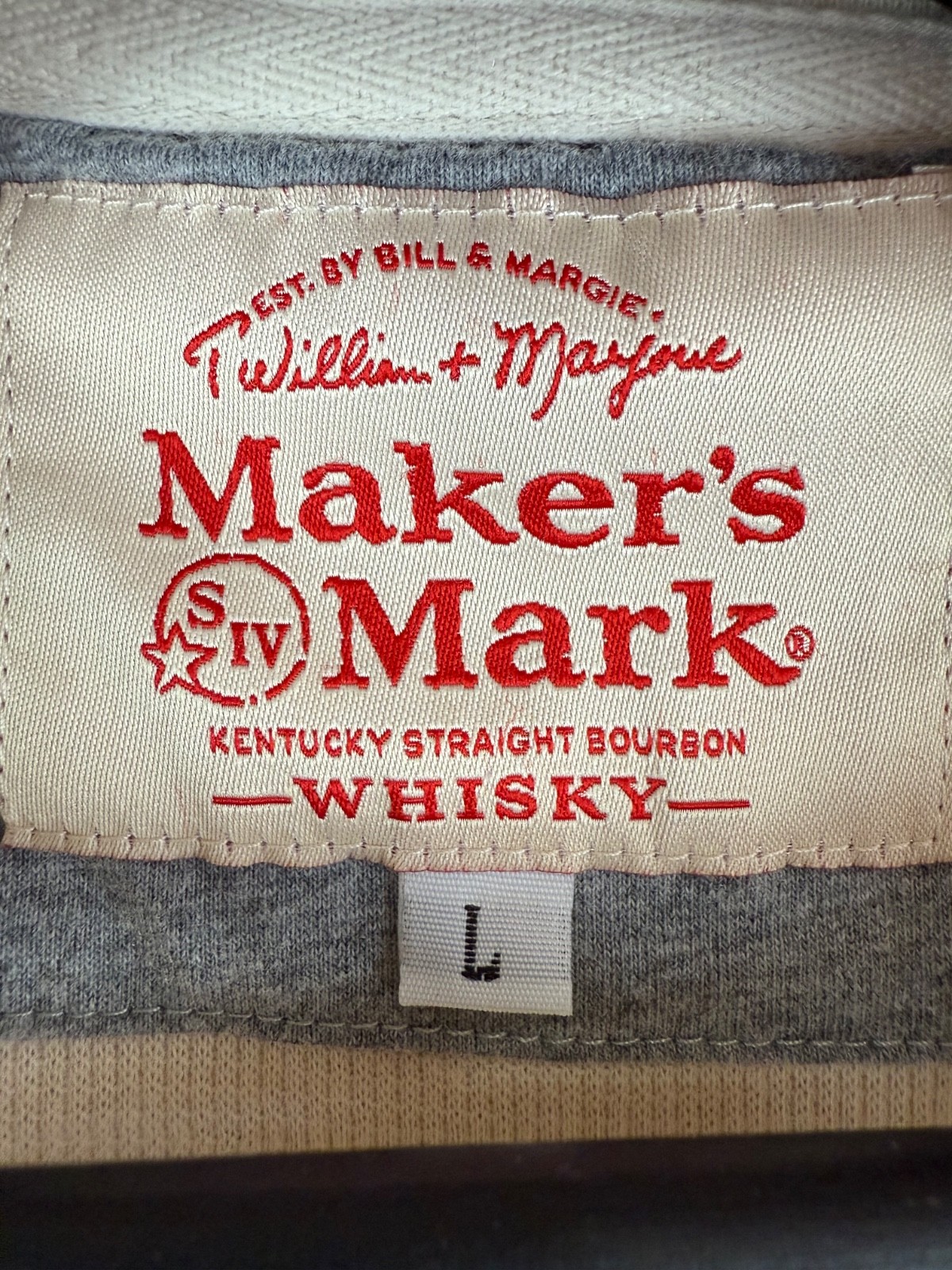 Makers Mark Whiskey Beige Red Button Henley Thermal Waffle Knit Shirt Large L