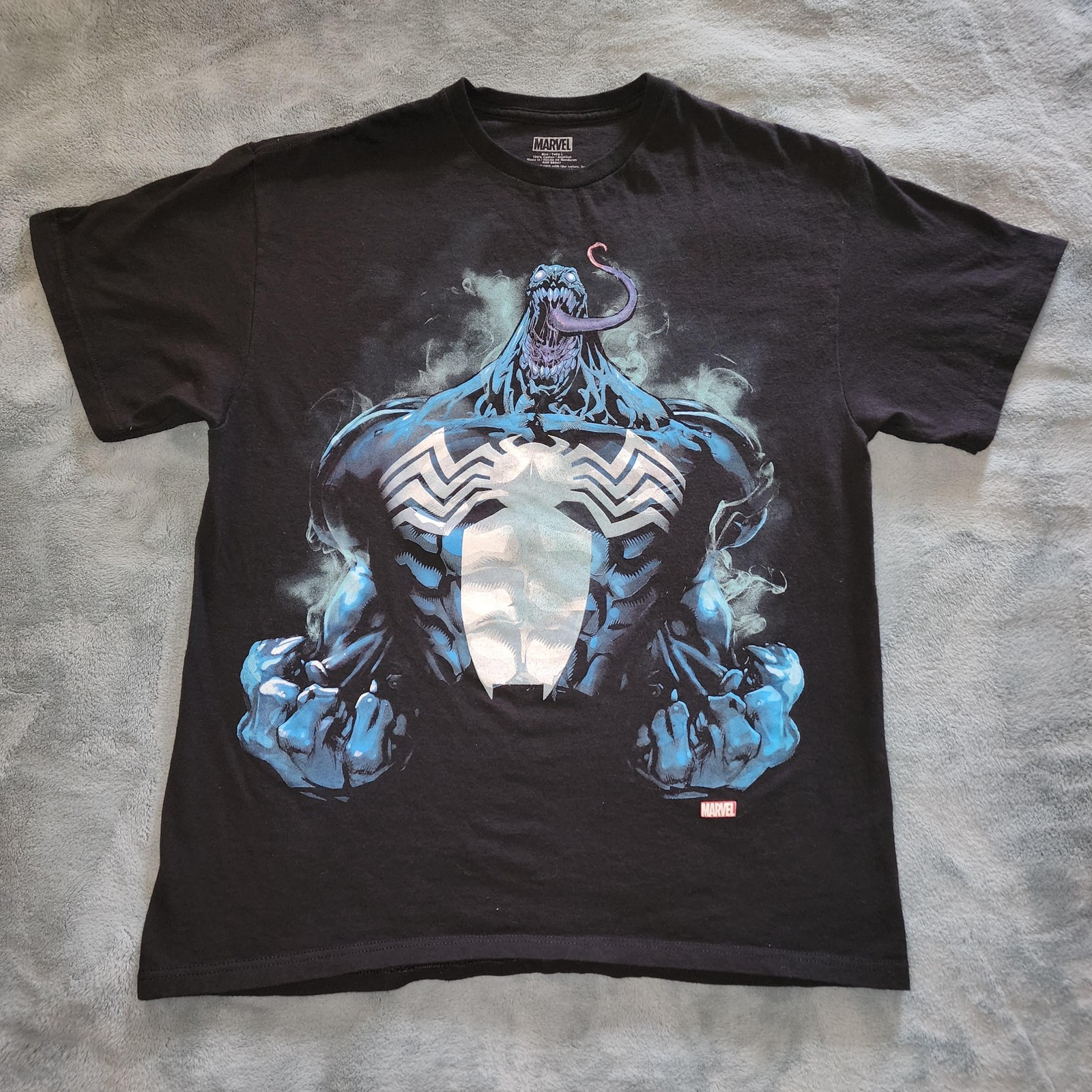 Marvel Shirt Womens Large Venom Spider-Man Black Graphic Tee Superhero Comic
