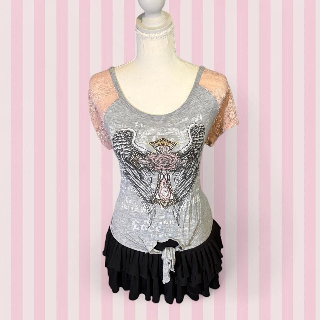 Love Street Angel Wings Cross Graphic Tee XL