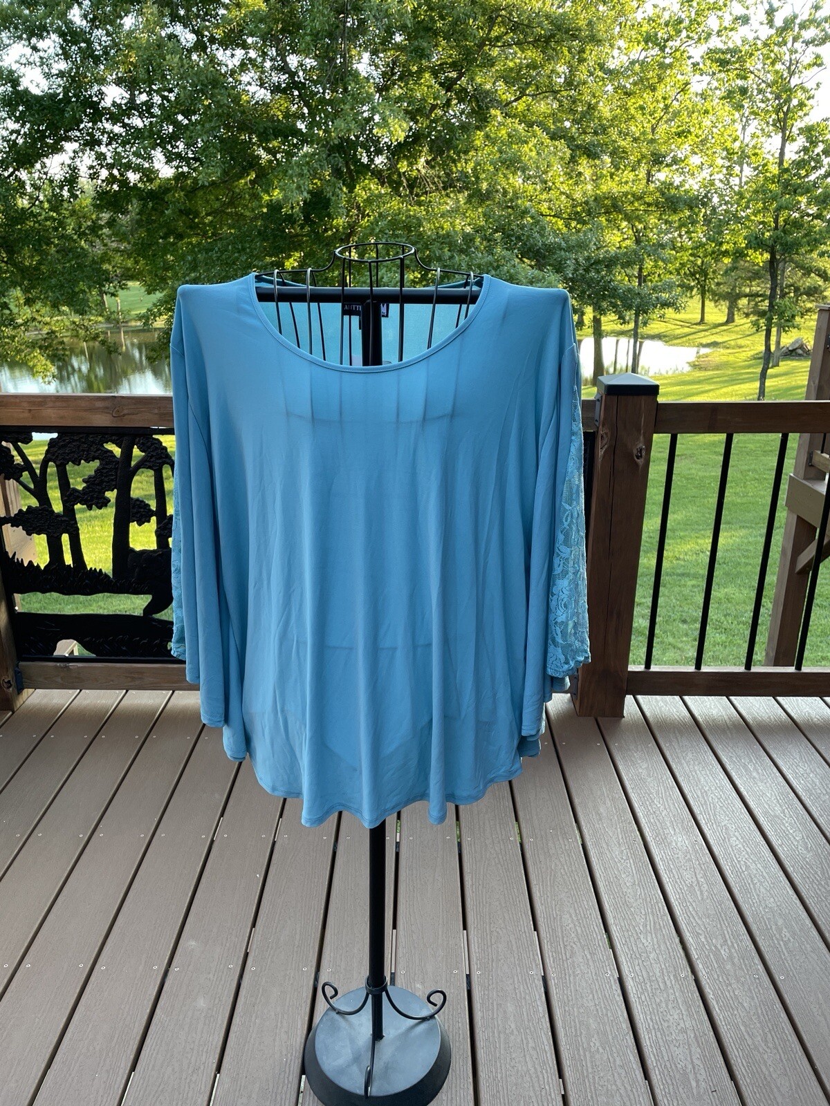 Anthony Originals Women’s Bat Wing Sleeve Tunic Top Teal Size XL/1X NEW w/tags