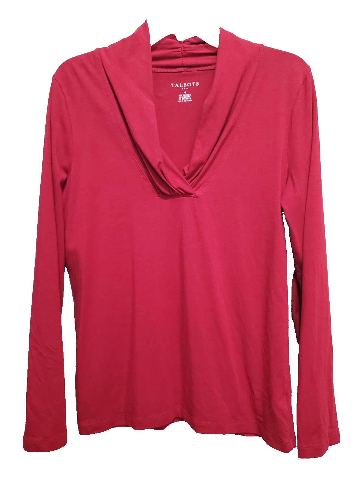 Talbots Red Shawl Collar Long Sleeve Knit Top Size Medium