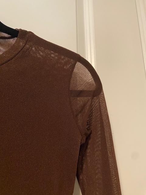 LILITH OF FRANCE long-sleeve MESH top/tee shirt + SASH BROWNS size MEDIUM