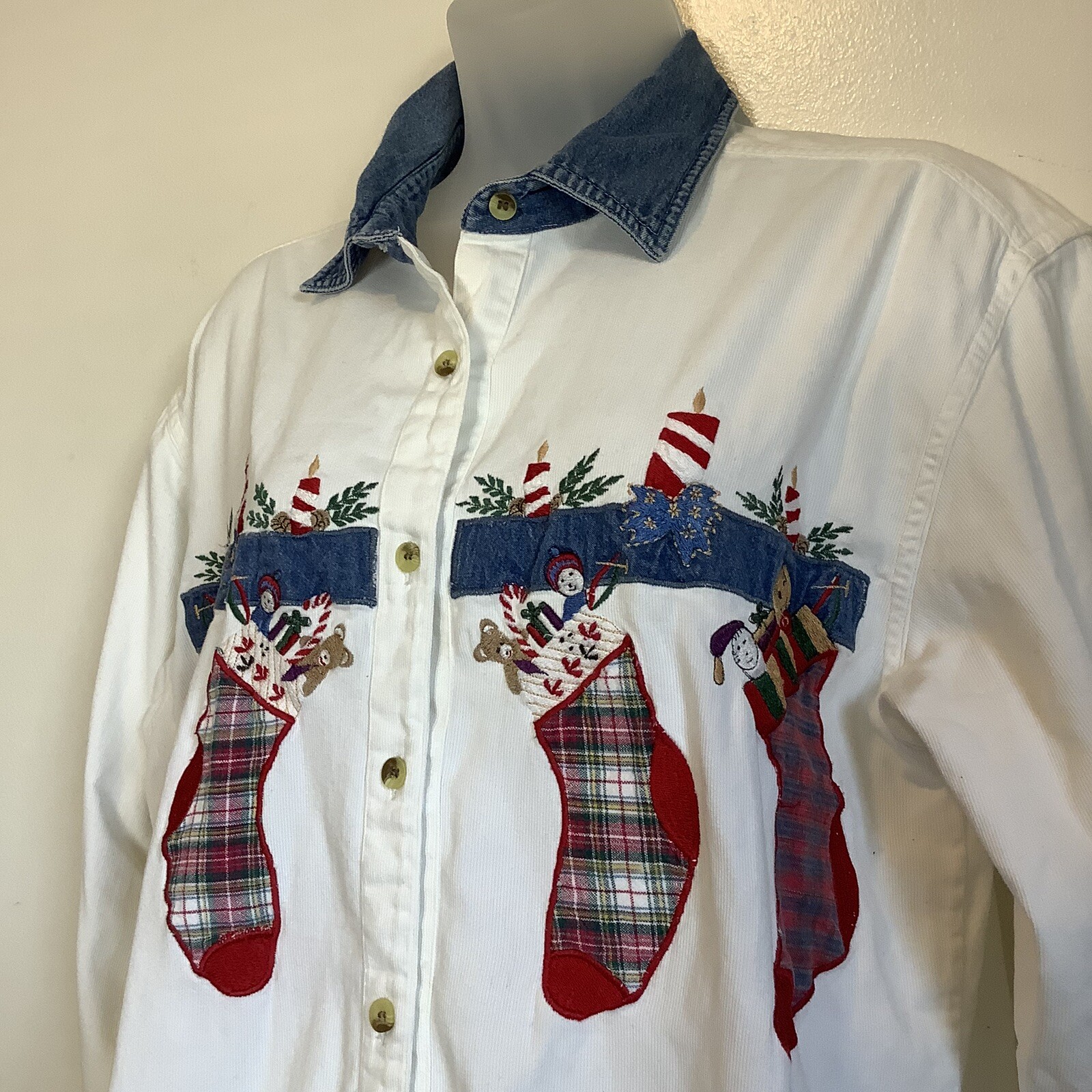 Vintage Tantrums Denim Button Up Shirt Christmas Stocking Stuffer Medium