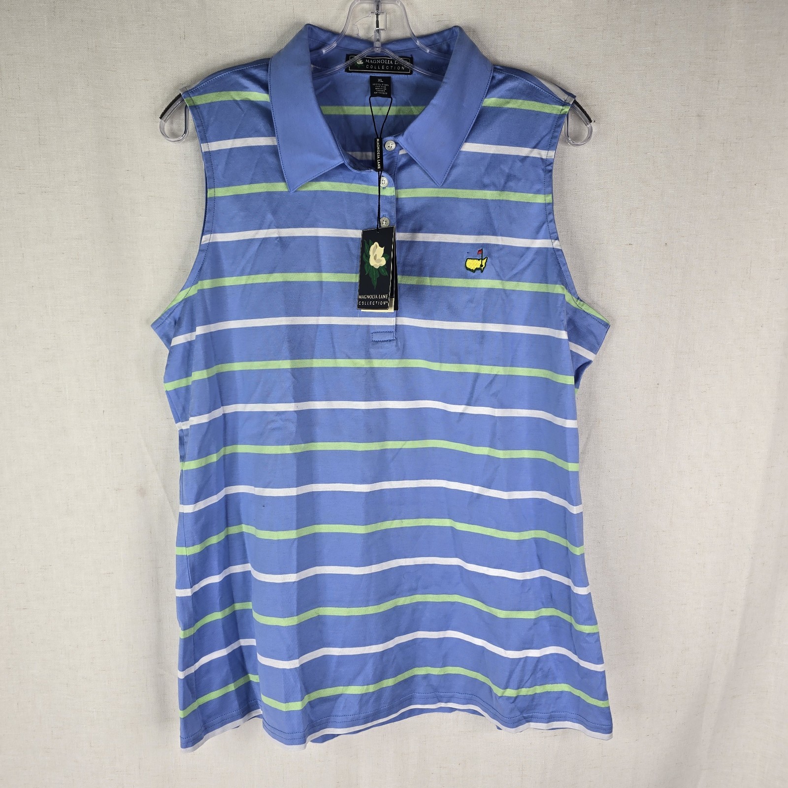 Magnolia Lane Masters Polo Womens XL Sleeveless Pima Cotton Blue Golf Shirt