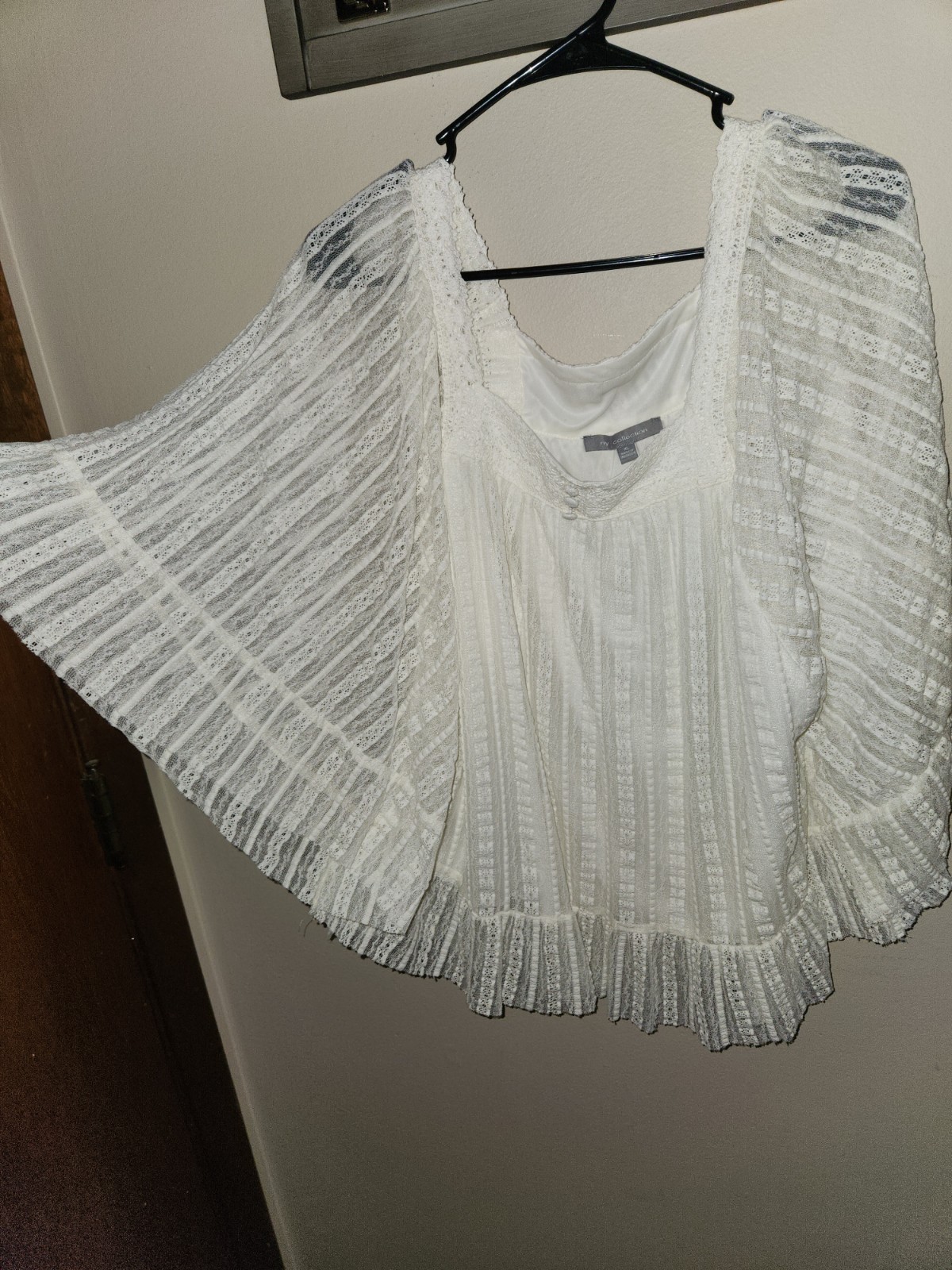 Ny Collection White Lace Peasant Blouse Fairy Style