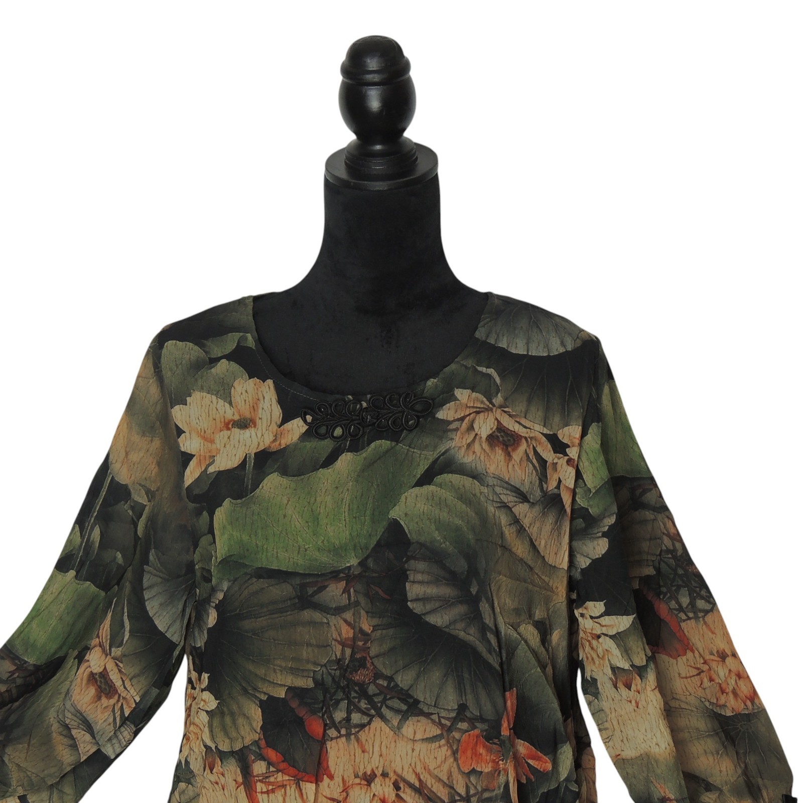 Pretty Angel Floral Layered Tunic Blouse 10977 GN/OR Large