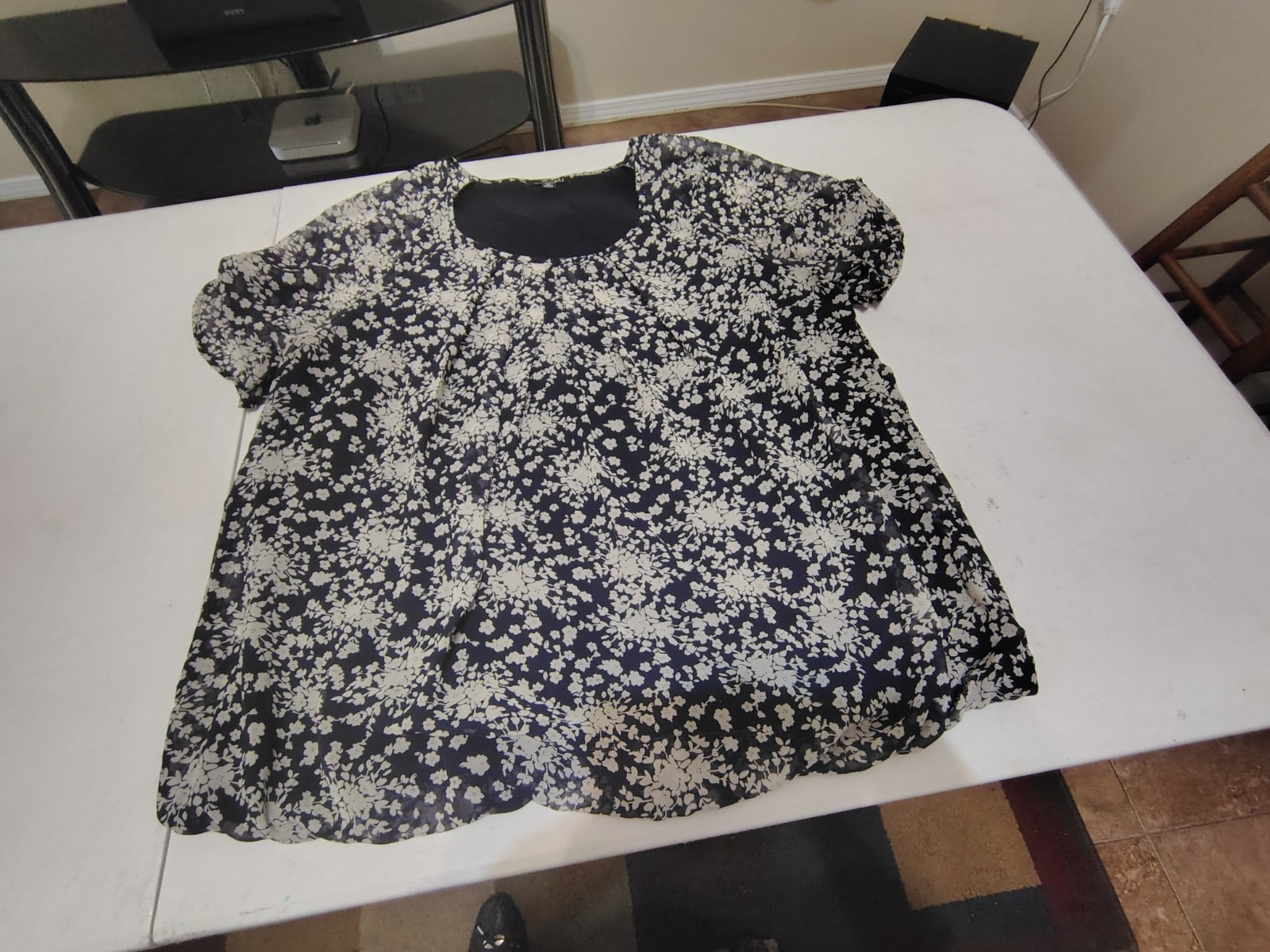 roz ali Women’s Blouses Floral Blue Navy White Size 2x