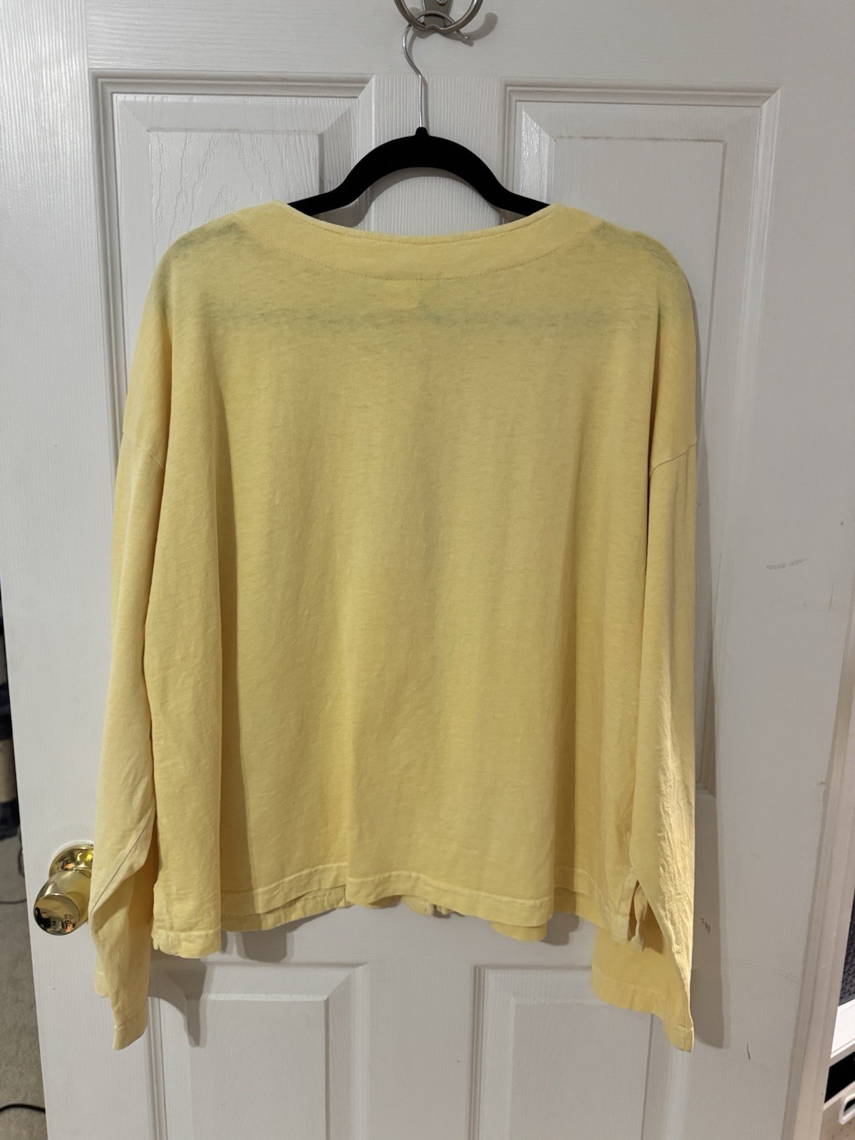 VTG Fresh Produce Butter Yellow 100% Cotton Cardigan L Made in USA Cottagecore