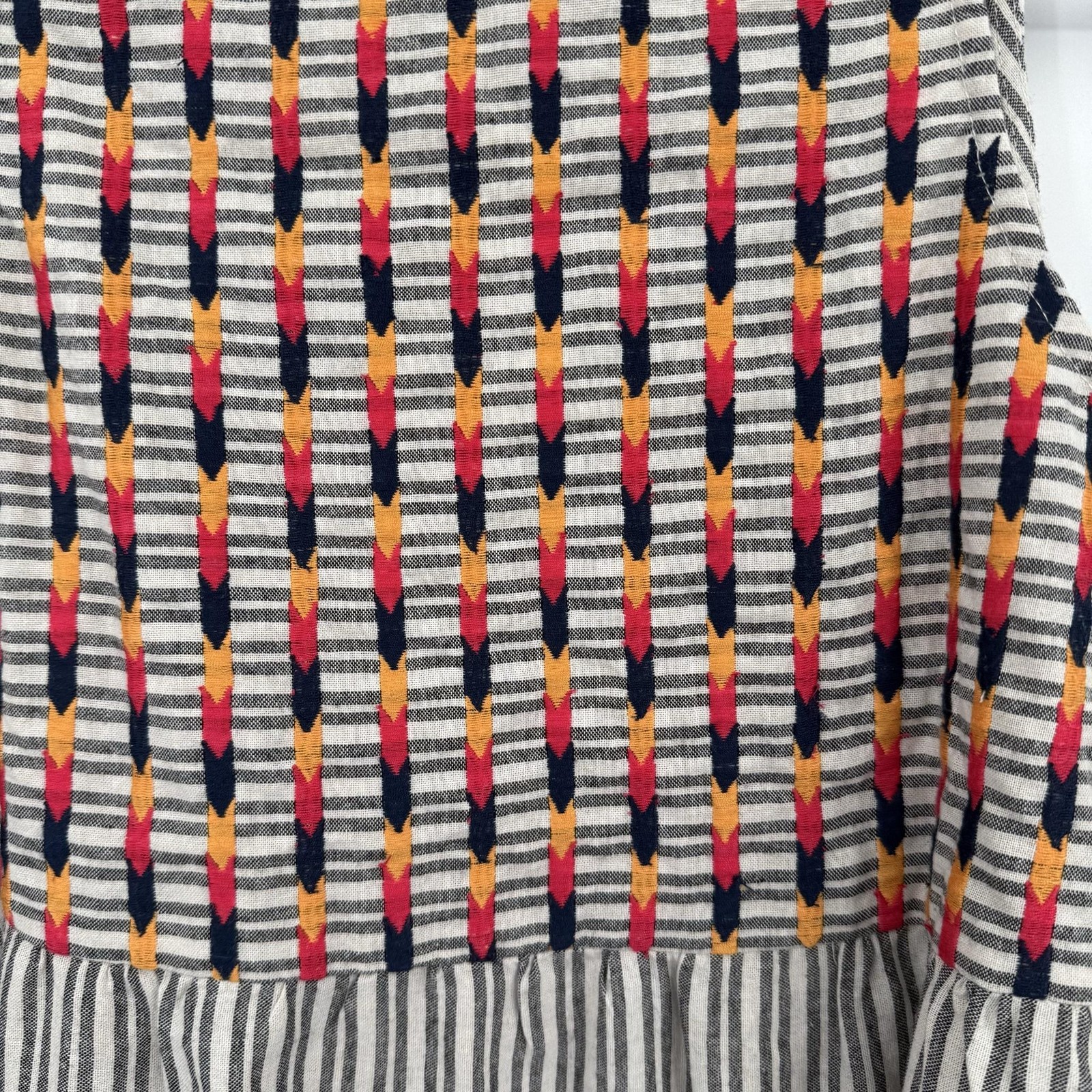 Savanna Jane Tank Tunic Womens S Gray Striped Embroidered Crochet Pockets
