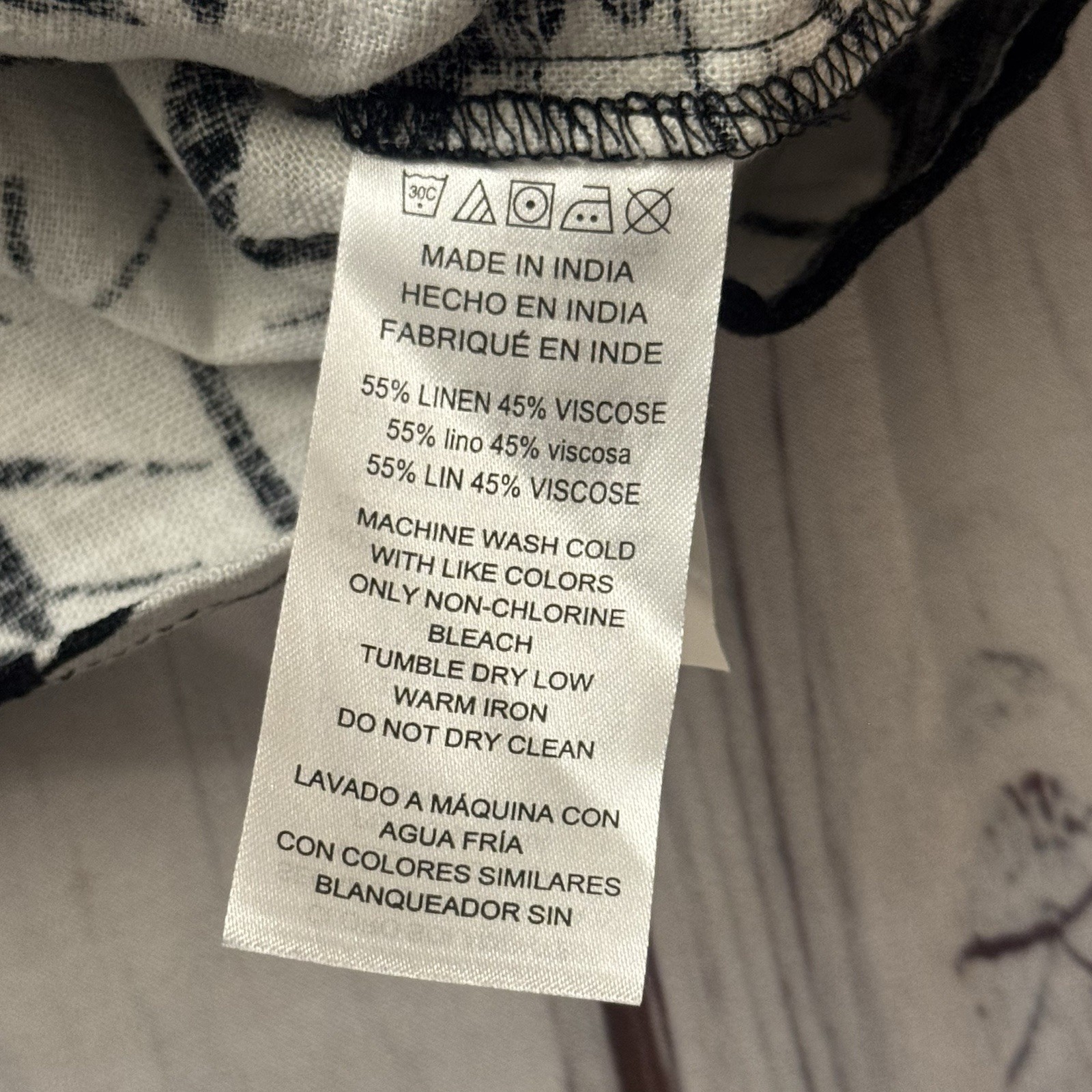 Michael Kors Linen Blend Tank Top Black & White Tropical Palm Floral XL Women’s