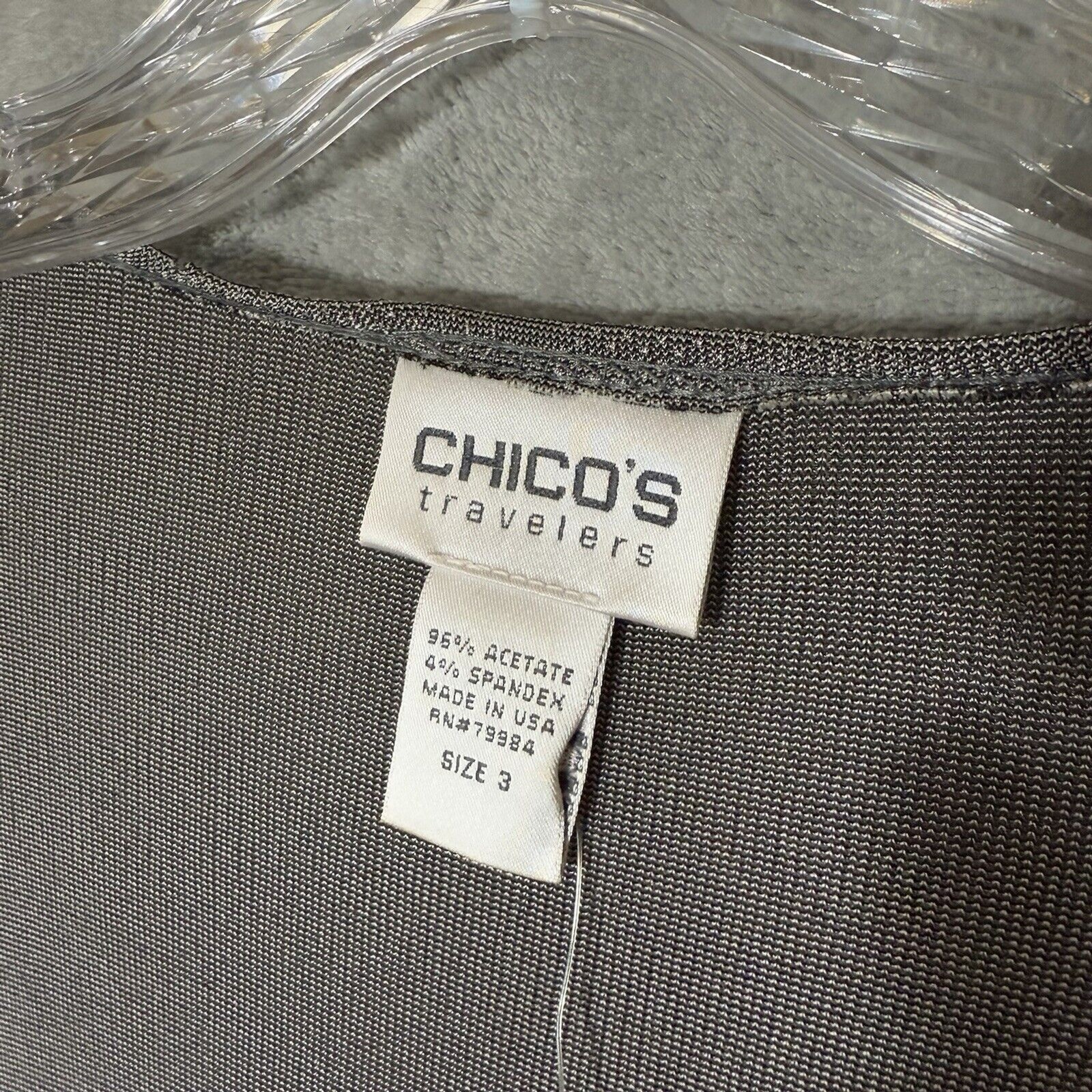 NWT Chicos Travelers Open Cardigan XL Women Sz 3 Shadow Silver Slinky Acetate
