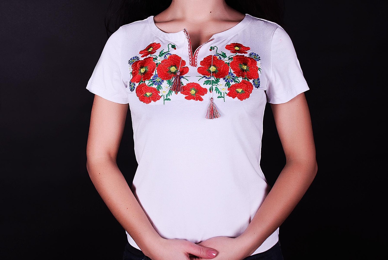Vyshyvanka Traditional Embroidered Women Ukrainian t-shirt Ethnic Size S