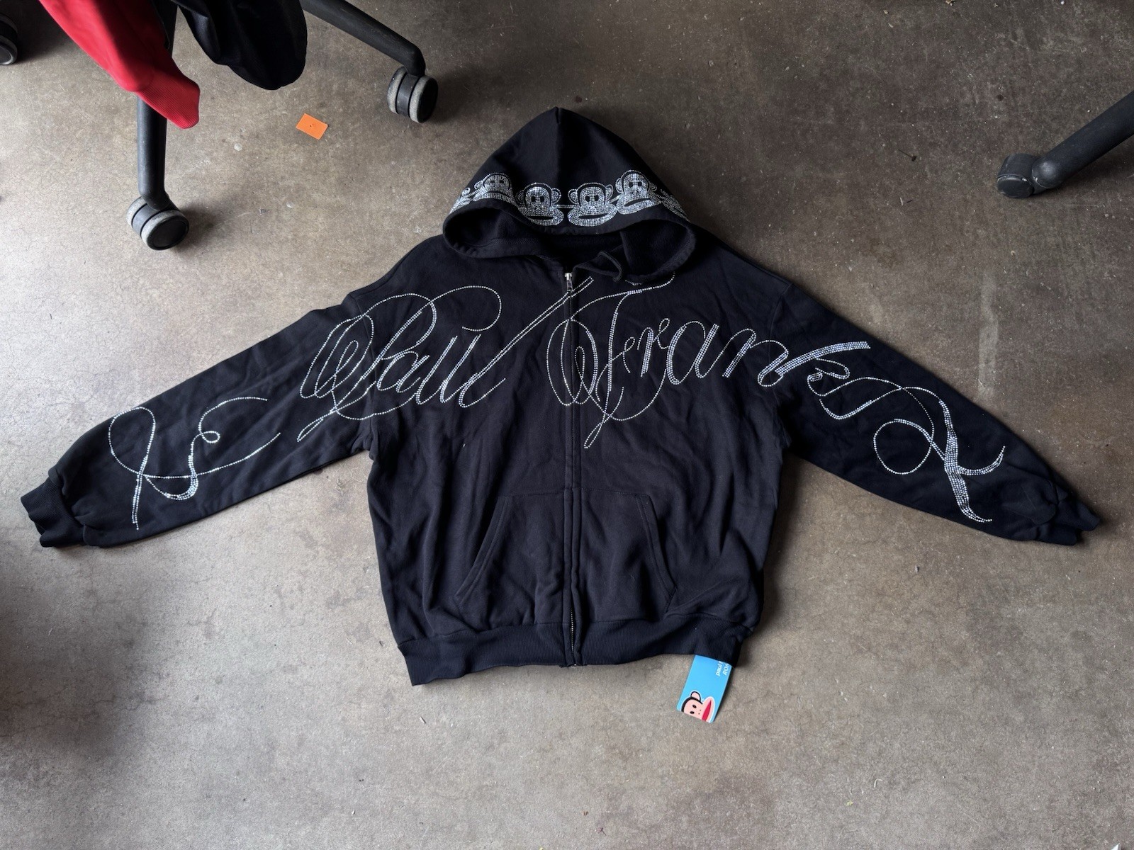 NEW Authentic Paul Frank Bedazlled Zip Up Hoodie Jacket Sweater NWT Y2K 2000’s