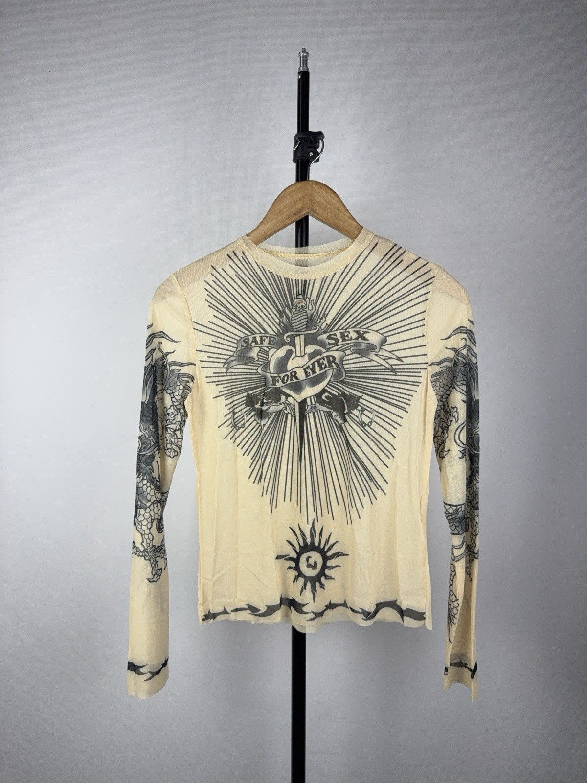 Save The Queen Jean Paul Gaultier Style Mesh Top Blouses Womens M Size Y2K