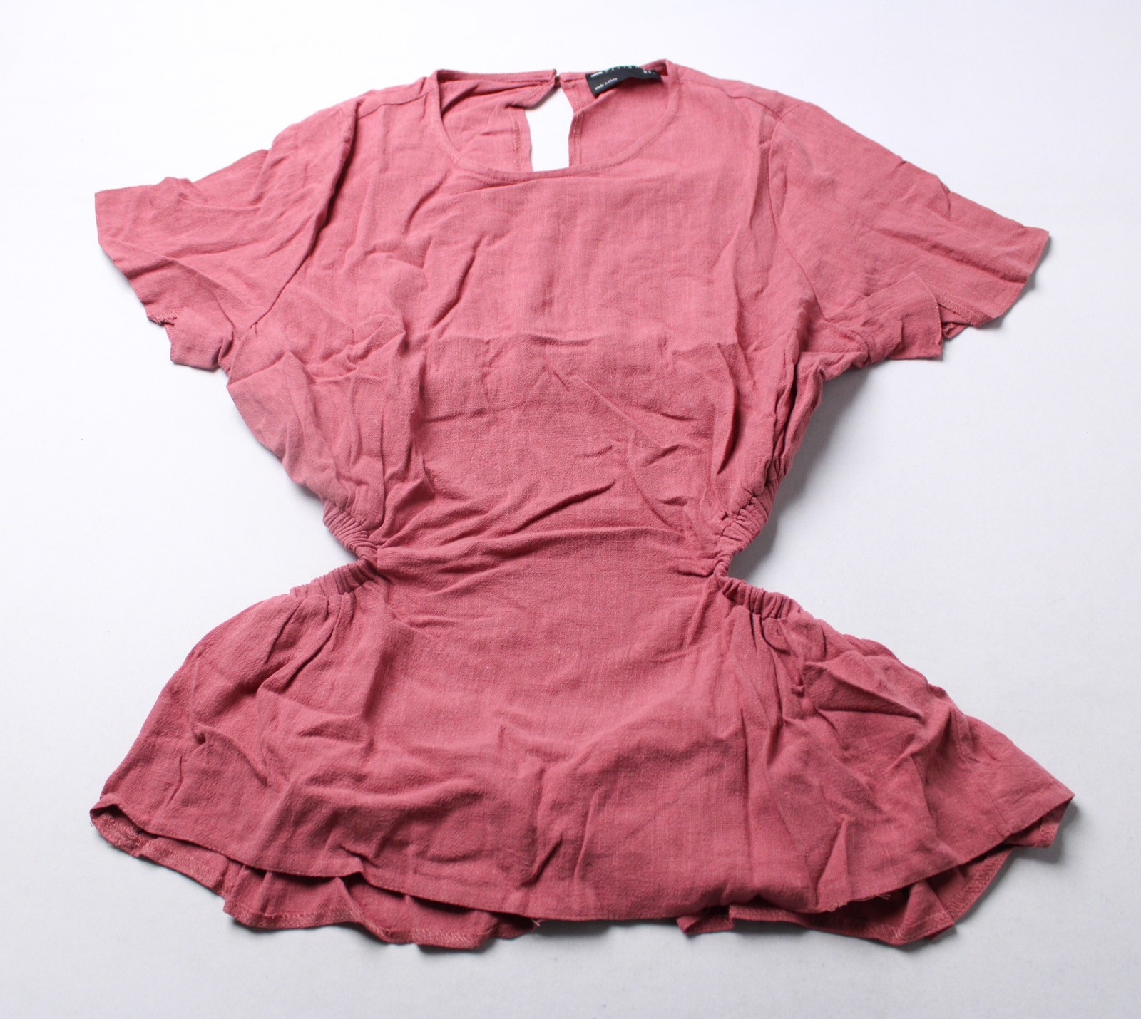 ASOS Design Women’s Solid Short Sleeve Linen Blend Top WR4 Blush Size 6