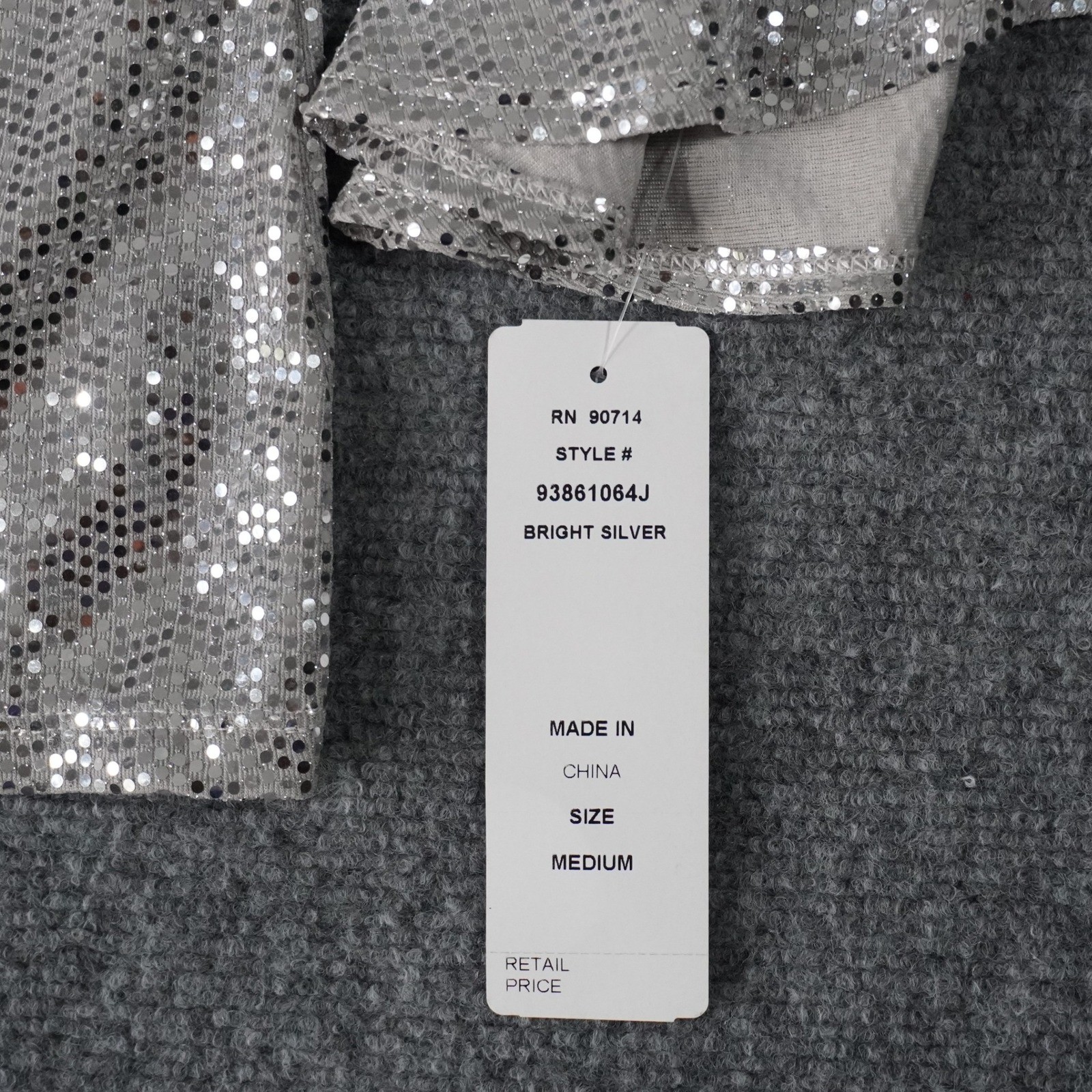 MSK Women’s Bright Silver Sequin Embellished Bell Sleeve Party Top