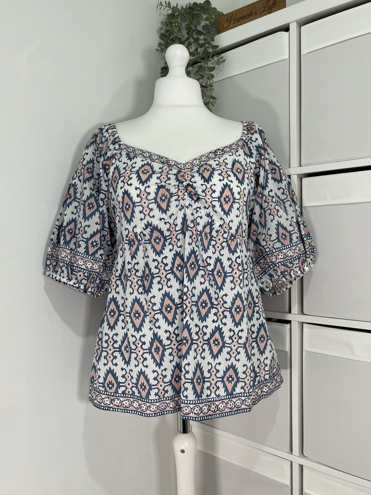 Stunning Monsoon Tunic Smock Top Size Large Folk Boho Cotton Lightweight BNWT