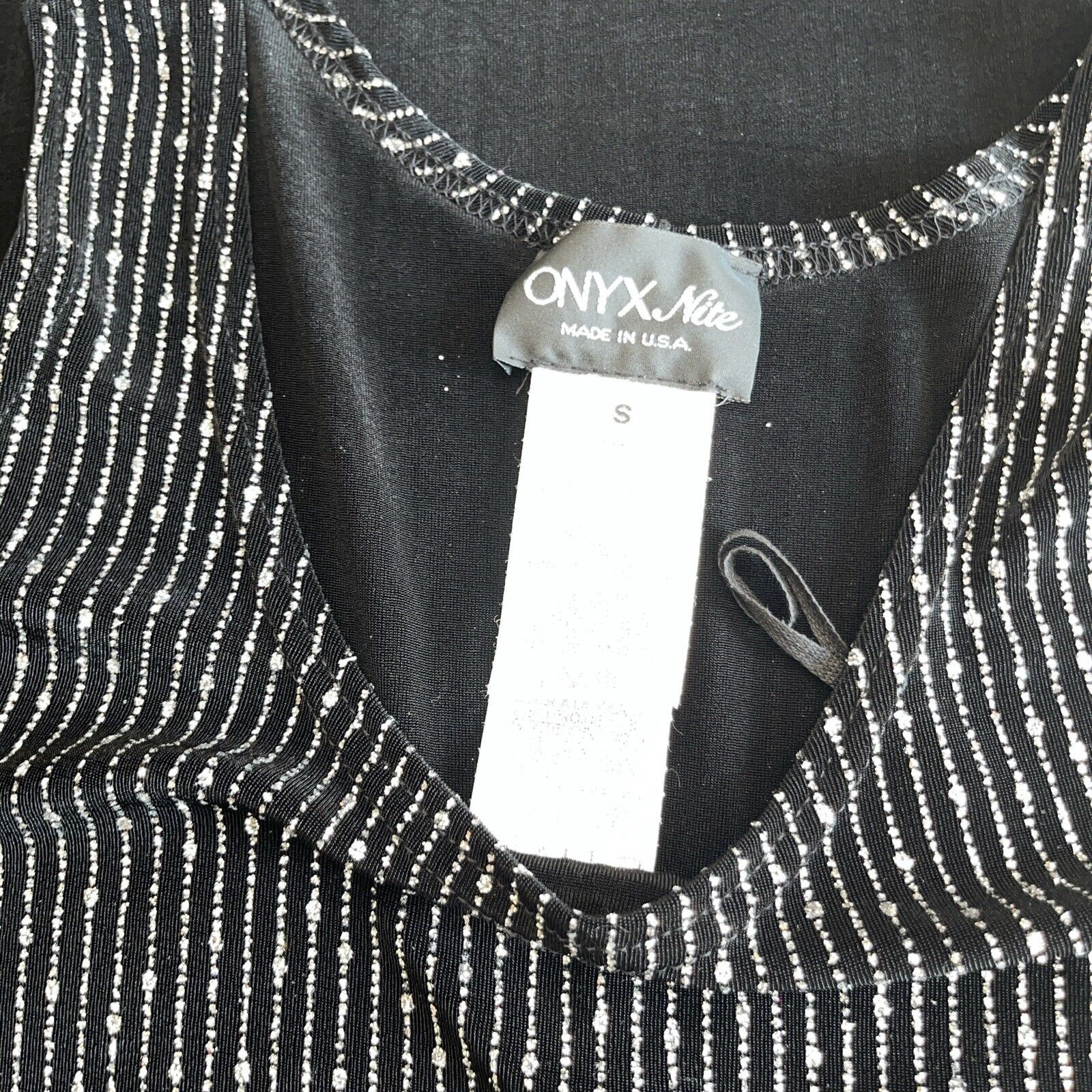 Onyx Nite 2 Piece Set Jacket Tank Sz Sm Black Silver Sparkle Rhinestone Evening