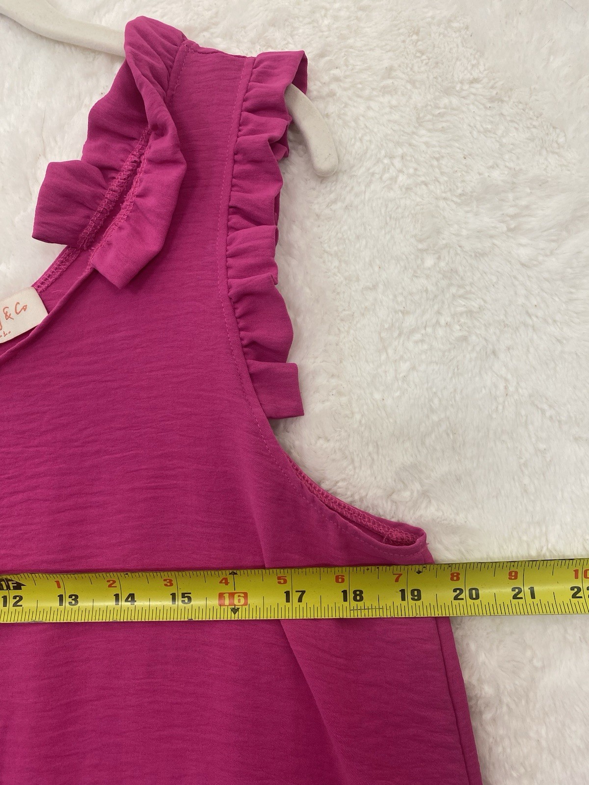 Womens Hot Pink Ruffle Sleeveless Top Size Large Textured Summer Chic