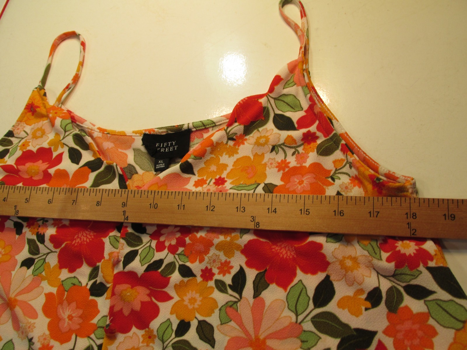 FIFTY STREET Tank Top Women XL Floral Spaghetti Straps Stretch Cottage Core Soft
