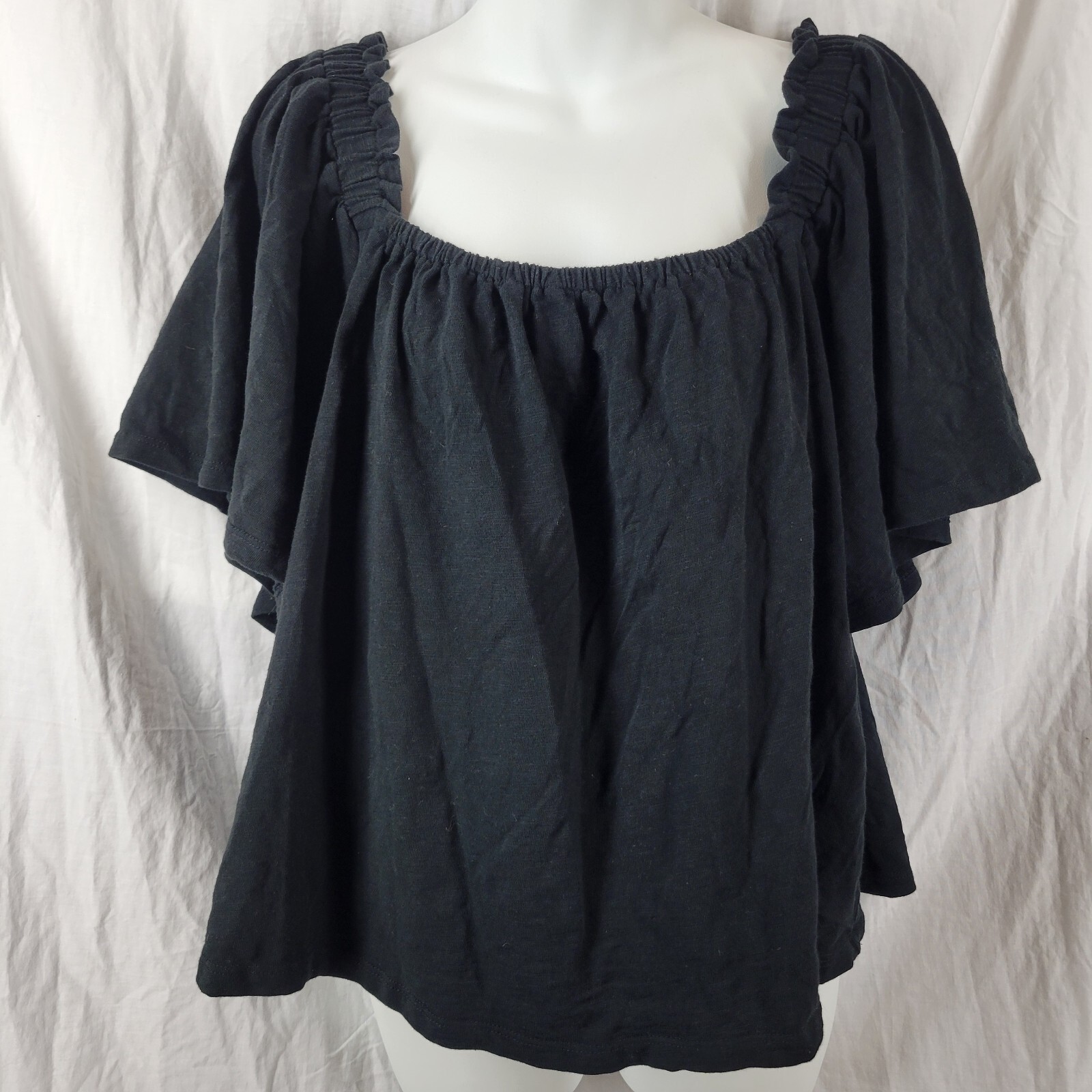 Marine Layer Constance Square Neck Top in Black Size Extra Large