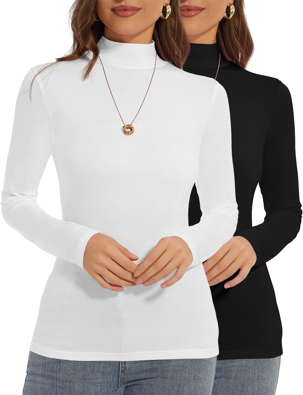 Slim Fit Long Sleeve Turtleneck Pullover Casual Tee Top Undershirt for Fall Wint