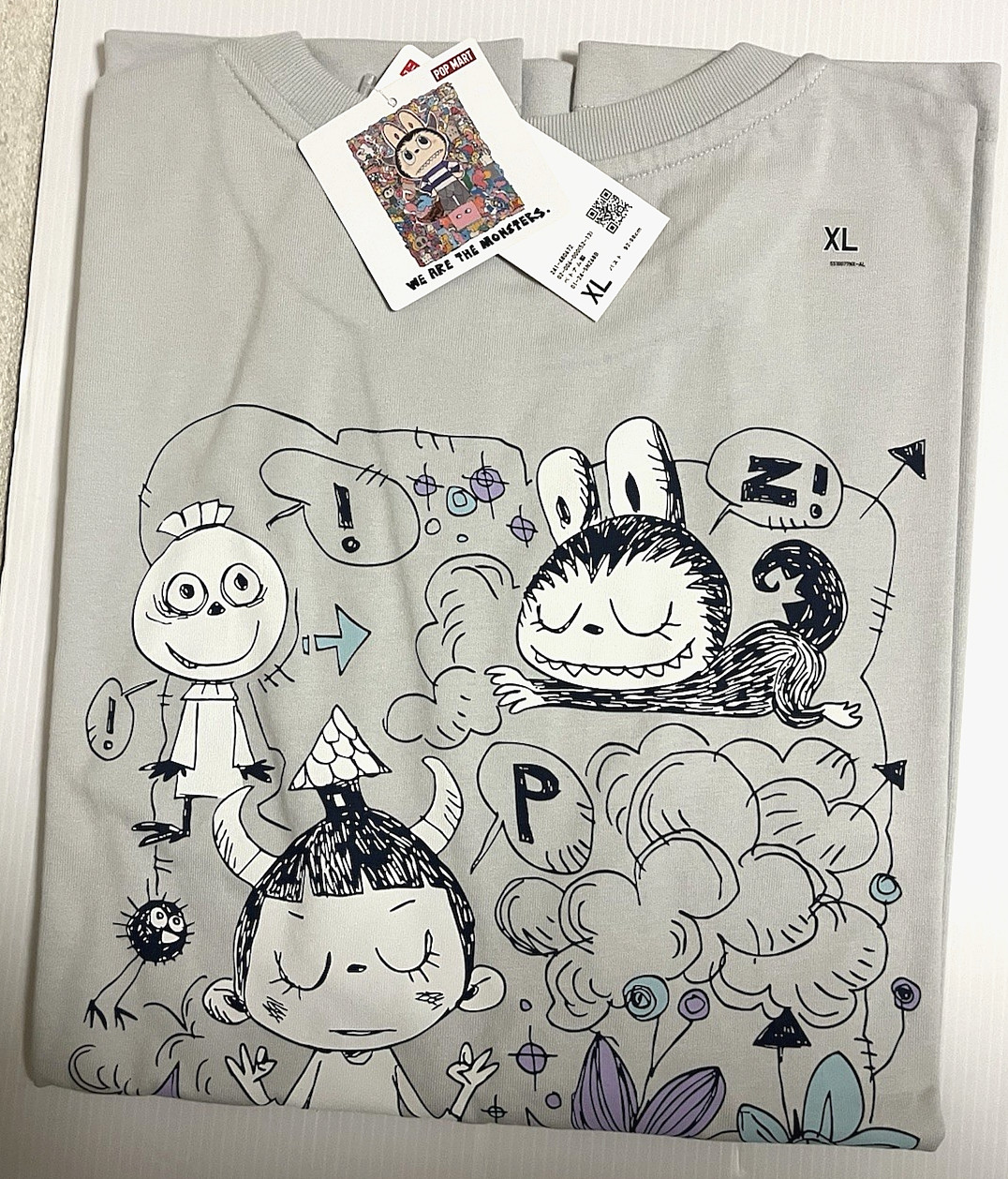 Uniqlo x POP MART UT Graphic T-Shirt THE MONSTERS LABUBU Gray New Japan XL