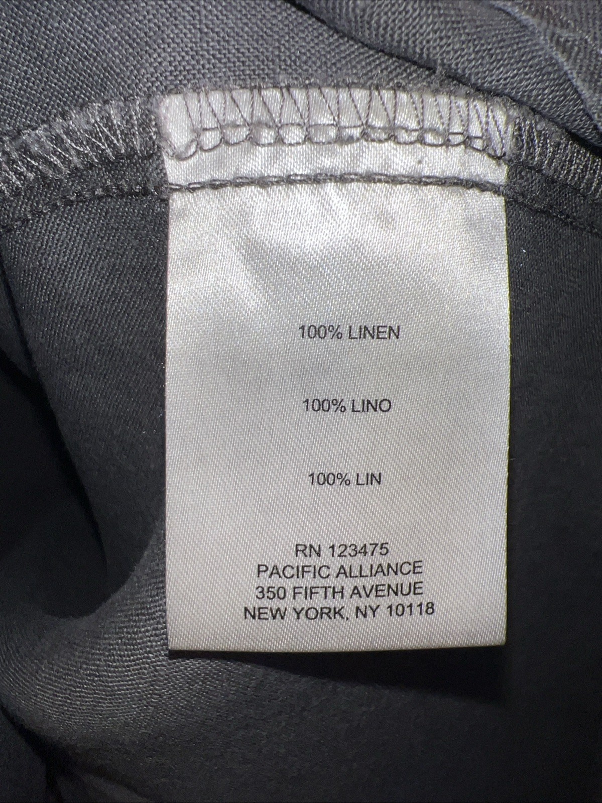 Ellen Tracy Linen Tunic Blouse – Gray Zip Front – Tassel Neck – Roll Tab Slv Sm