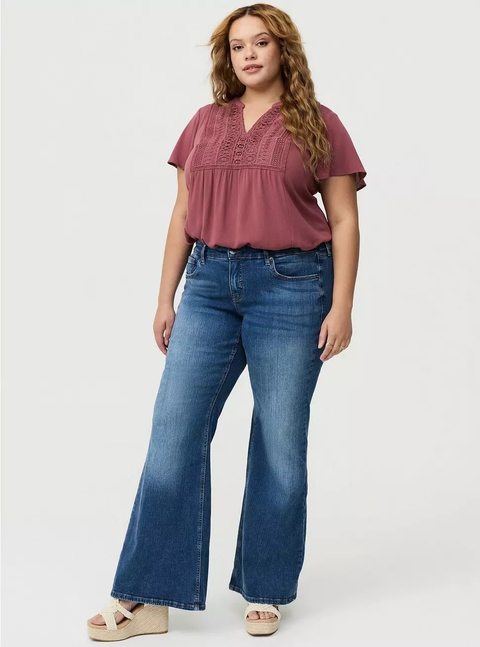 Torrid Wild Ginger Short Sleeve Crochet Lace Flutter Sleeve Blouse – size 2
