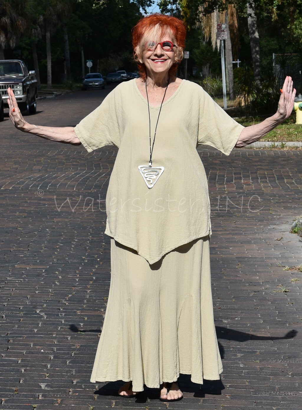 WATERSISTER Cotton Gauze ZENA TUNIC Long V-Hem Top 1(M/L) 2(XL/1X) oh my COLORS