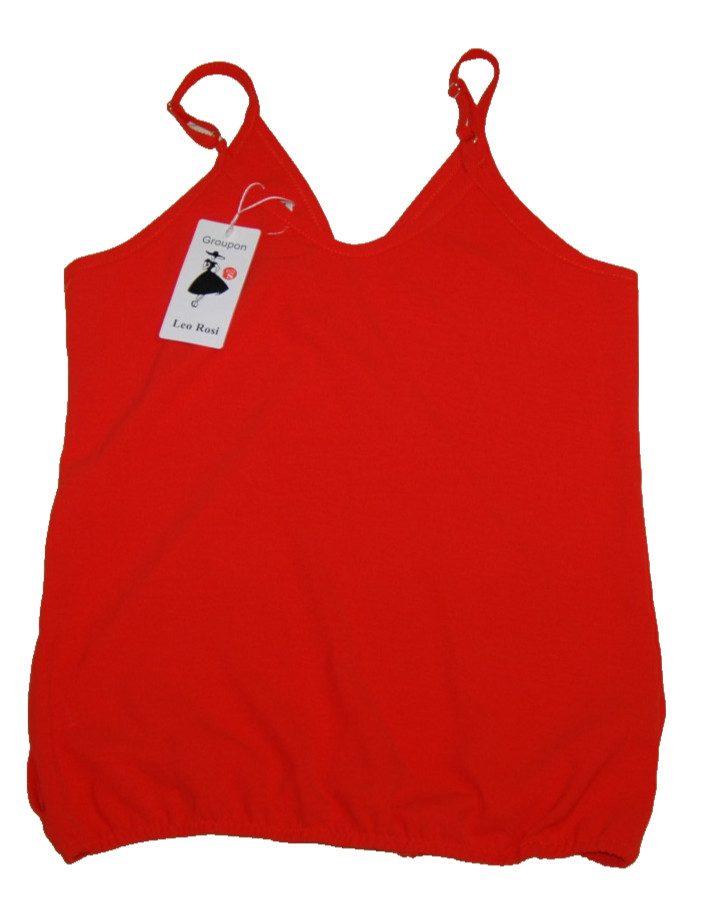 Leo Rosi Tank Top Womens S Spaghetti Straps Ruffle Elastic Waist Band Shirt NWT