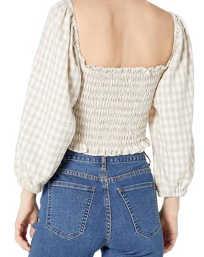 Gianni Bini Women’s Kelsi Cropped Top Puff Sleeves Sweetheart Neckline 4 Green