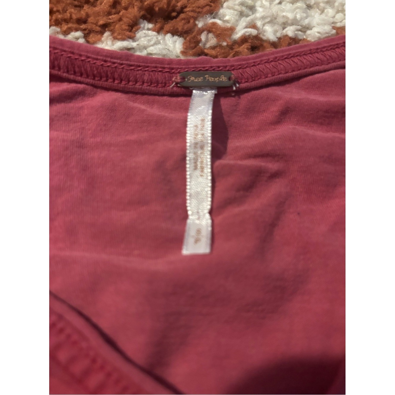 Free People Two-Tone Ruffle V-Neck Tunic – Rose & Burgundy