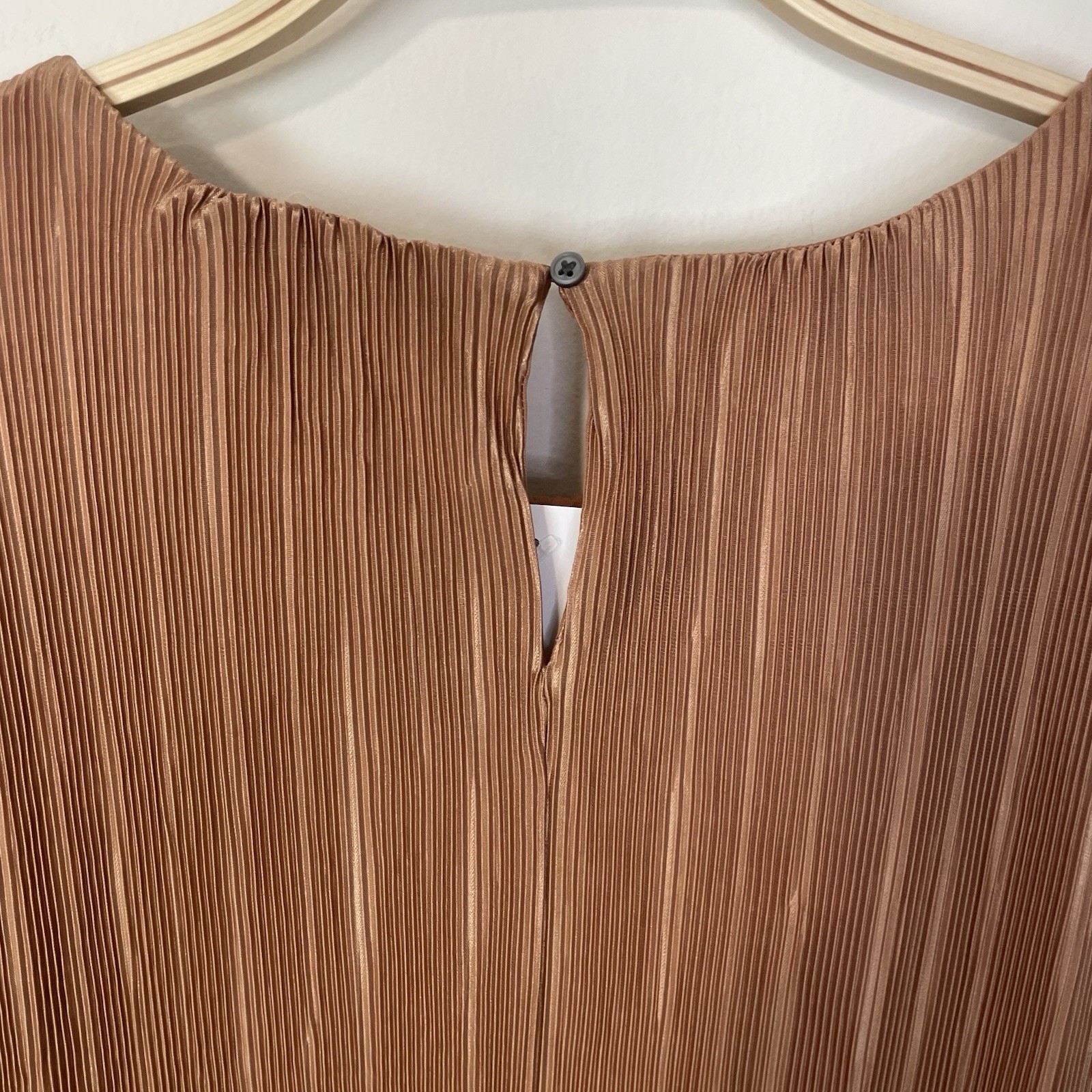 J. Crew Factory Plissé Shell Top Warm Brown Tan XXL CC215 Holiday Office Work