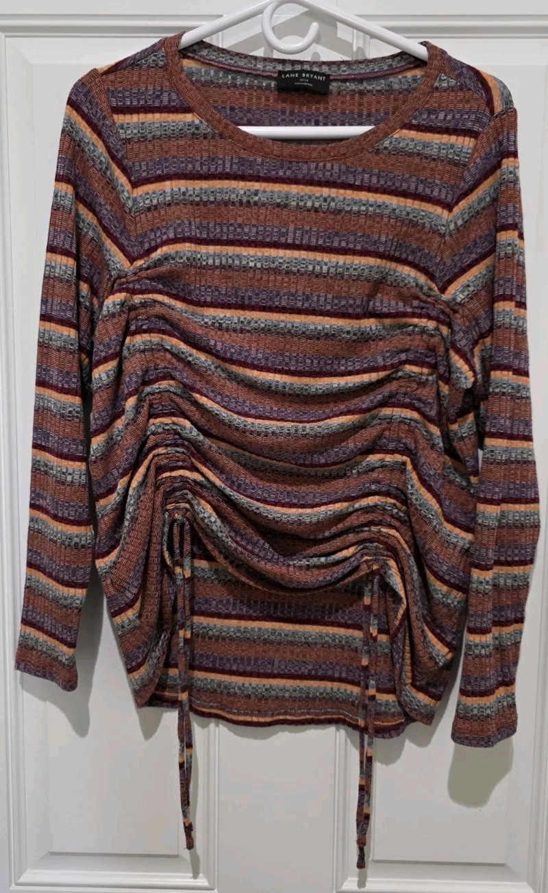 Lane Bryant Burgundy Multi color long sleeve top
