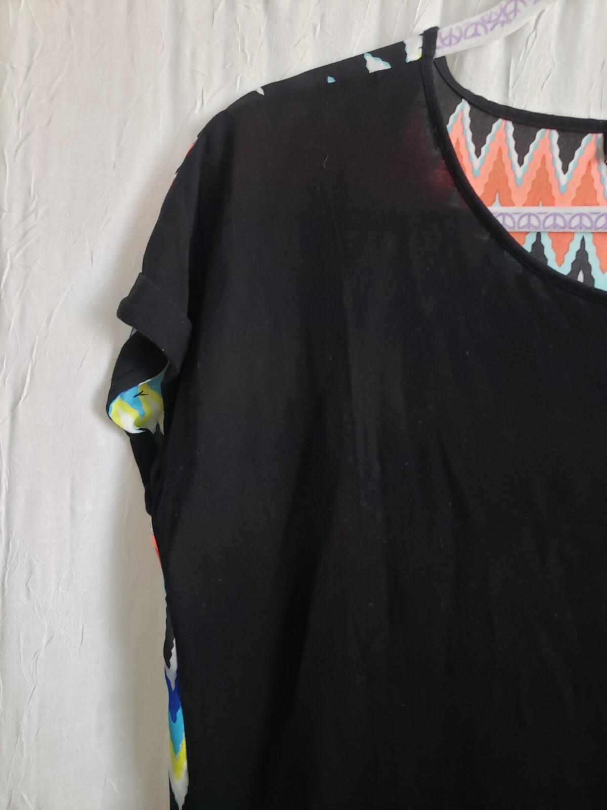 RUE 21 Womens Med Sheer Tribal Tunic Shirt Aztec Southwest Beach Cover-up