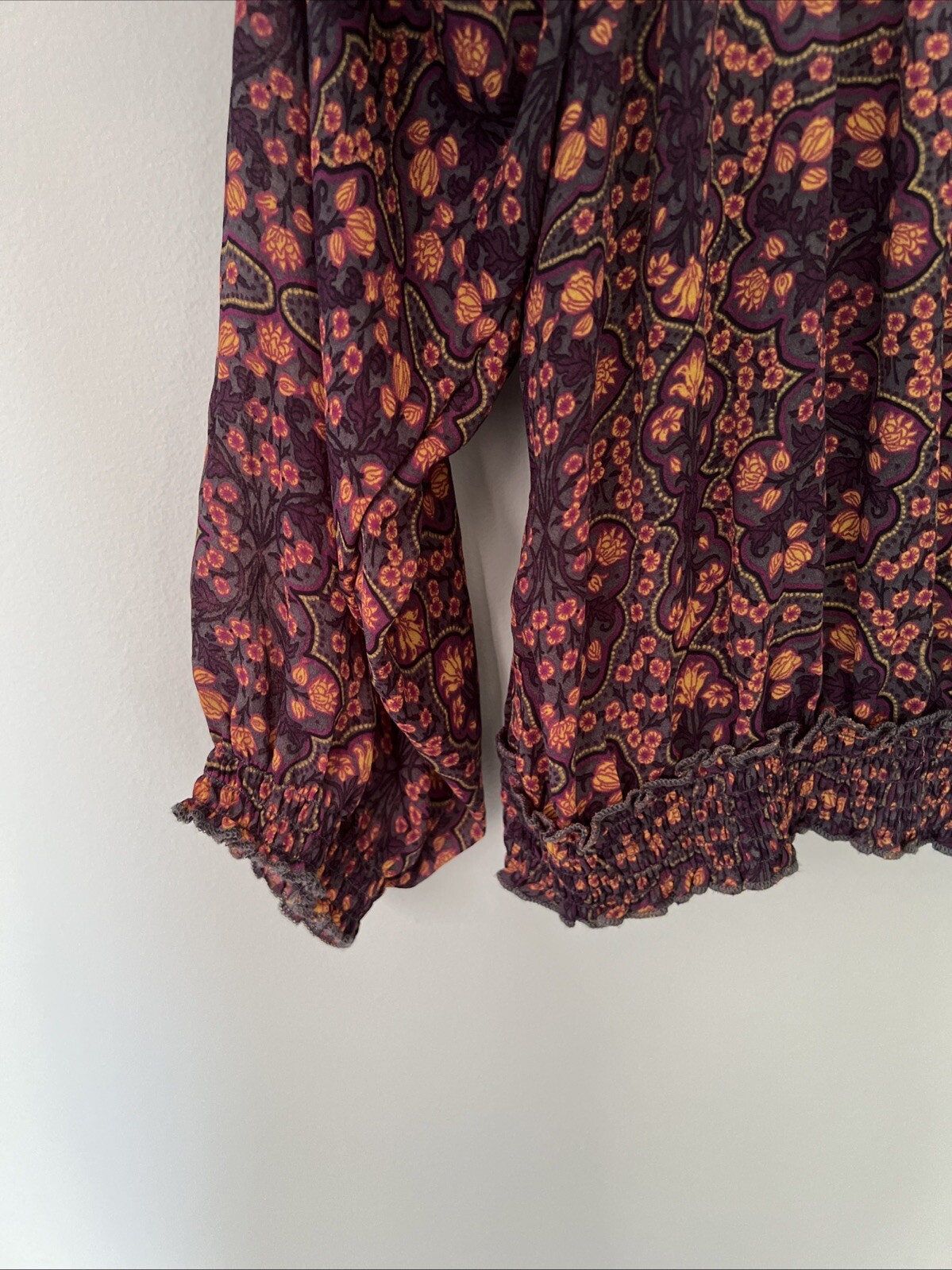 Sun Shadow Floral High Neck Fall Romantic Witchy Whimsigoth Victorian Top L