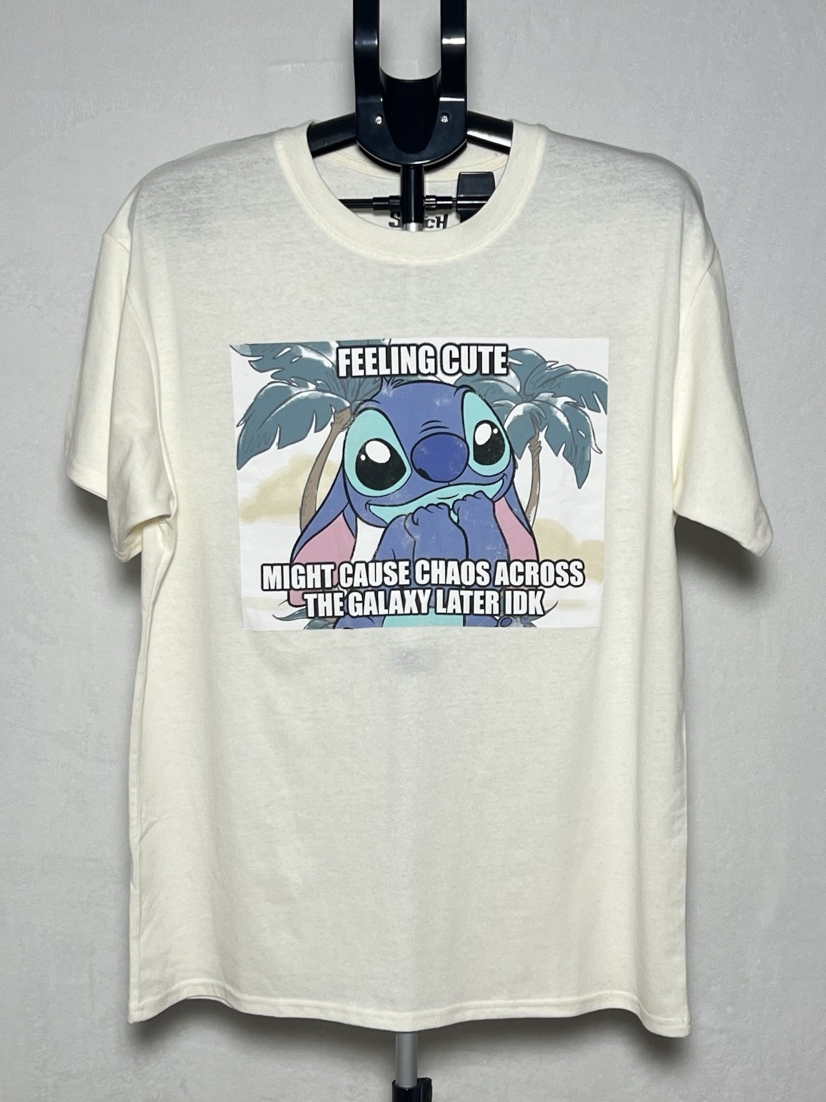 NWOT Disney Stitch Graphic Tee – Cream with Blue Print – size L