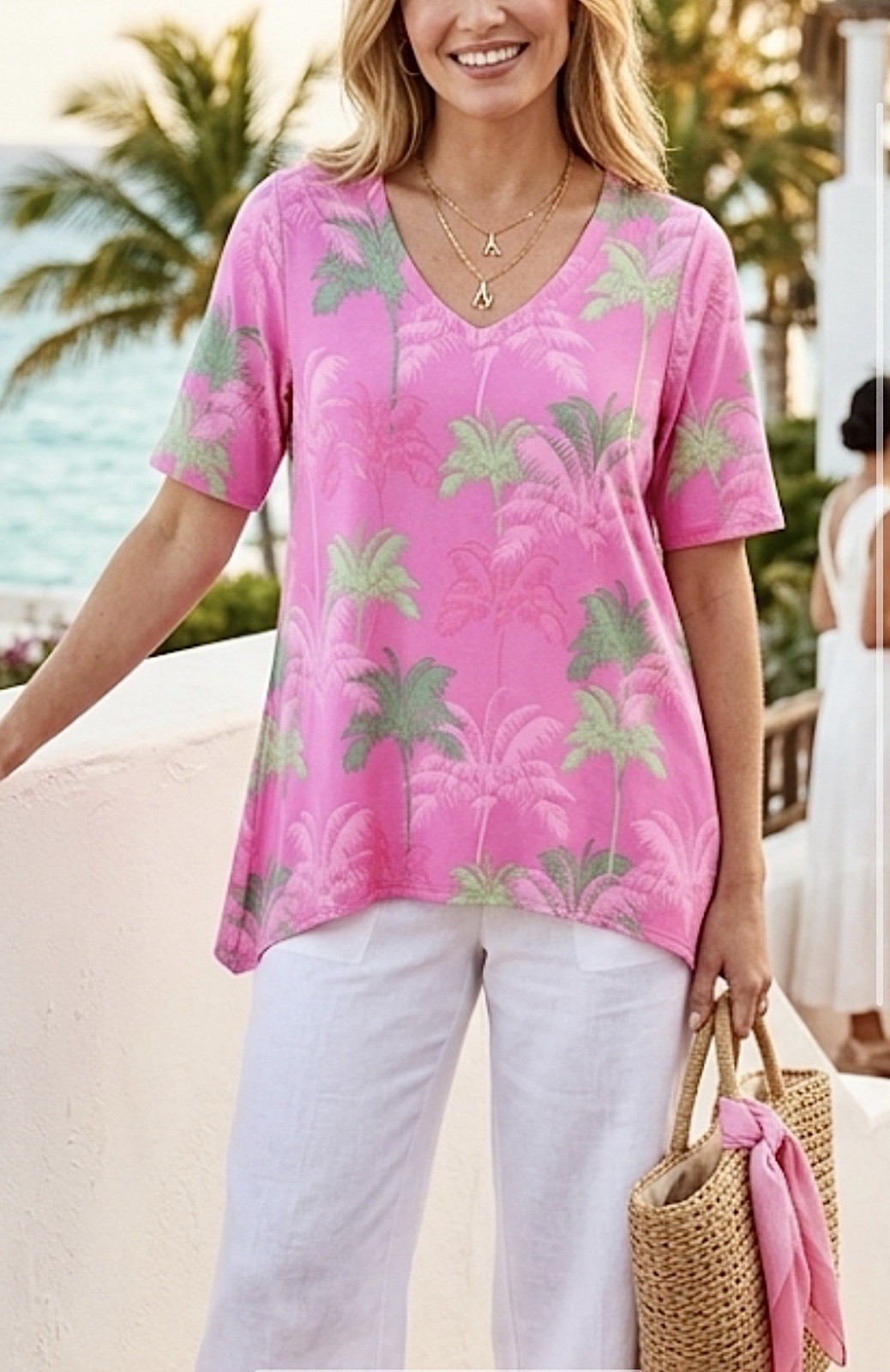 BELLE BEACH TROPICAL ELBOW SLEEVE TOP XL/0X COLORFUL RESORT CRUISE VACATION NEW