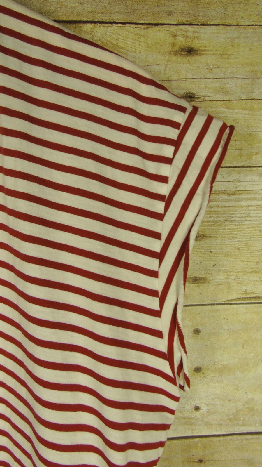 AYR The Supercool Medium Striped Cap Sleeve Top Brick Red and White Boxy *HOLE*