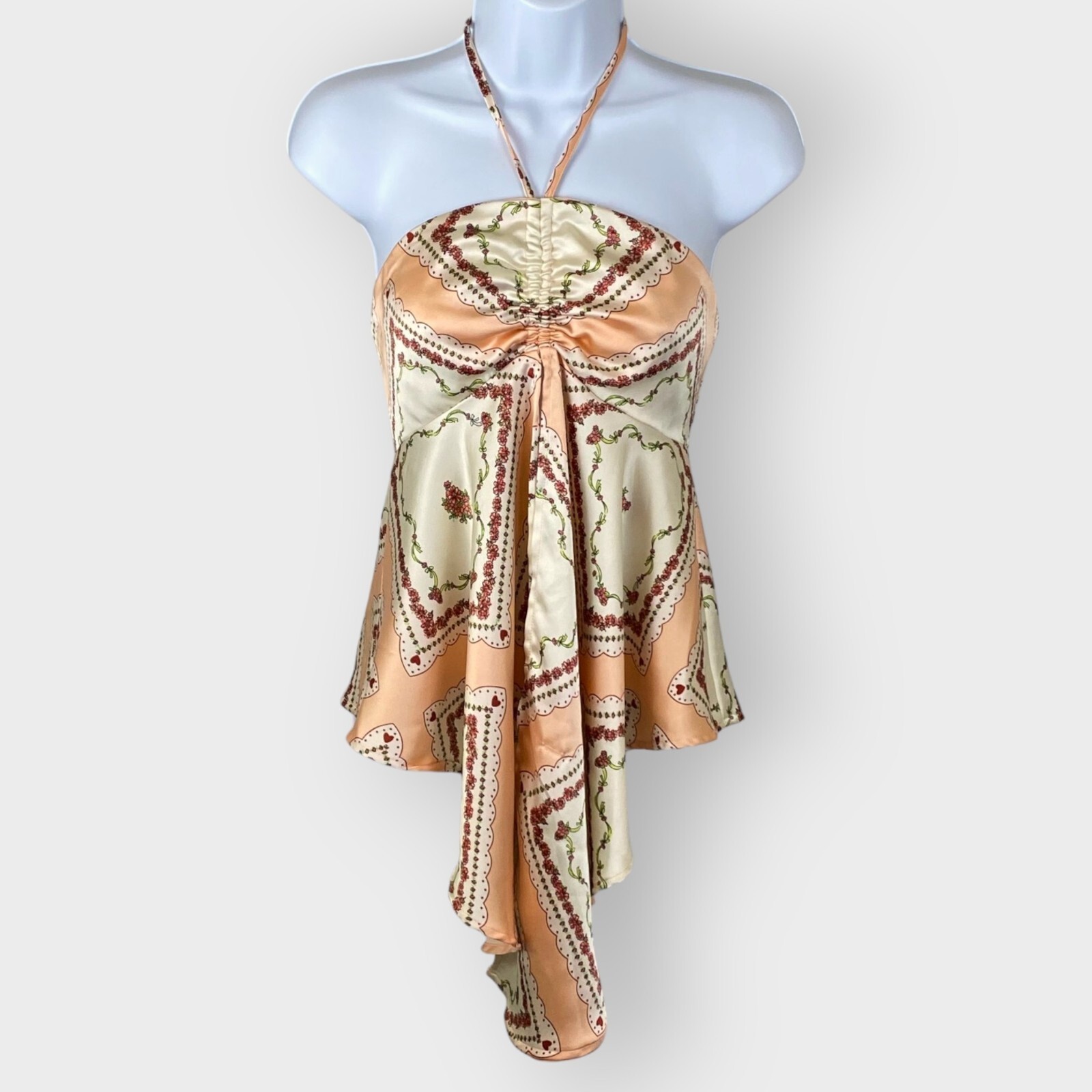 Forever 21 Baby Doll Halter Top | S | Peach Satin | Festival Hippie Whimsy Fairy