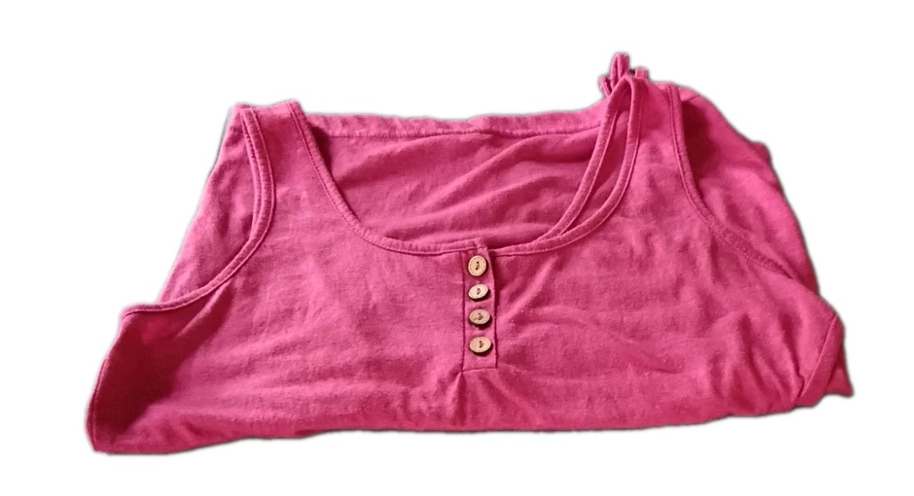 Women’s Size S Pink Scoop Neck Sleeveless Tank Button Drawstring Ruched