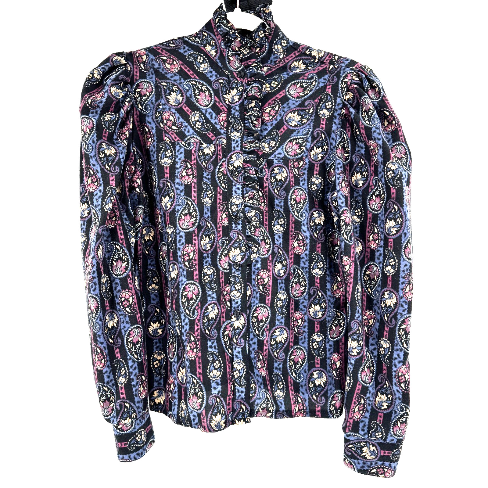 Vintage Miller Stockman Wool Western Shirt Women’s Small Paisley Landman USA 80s