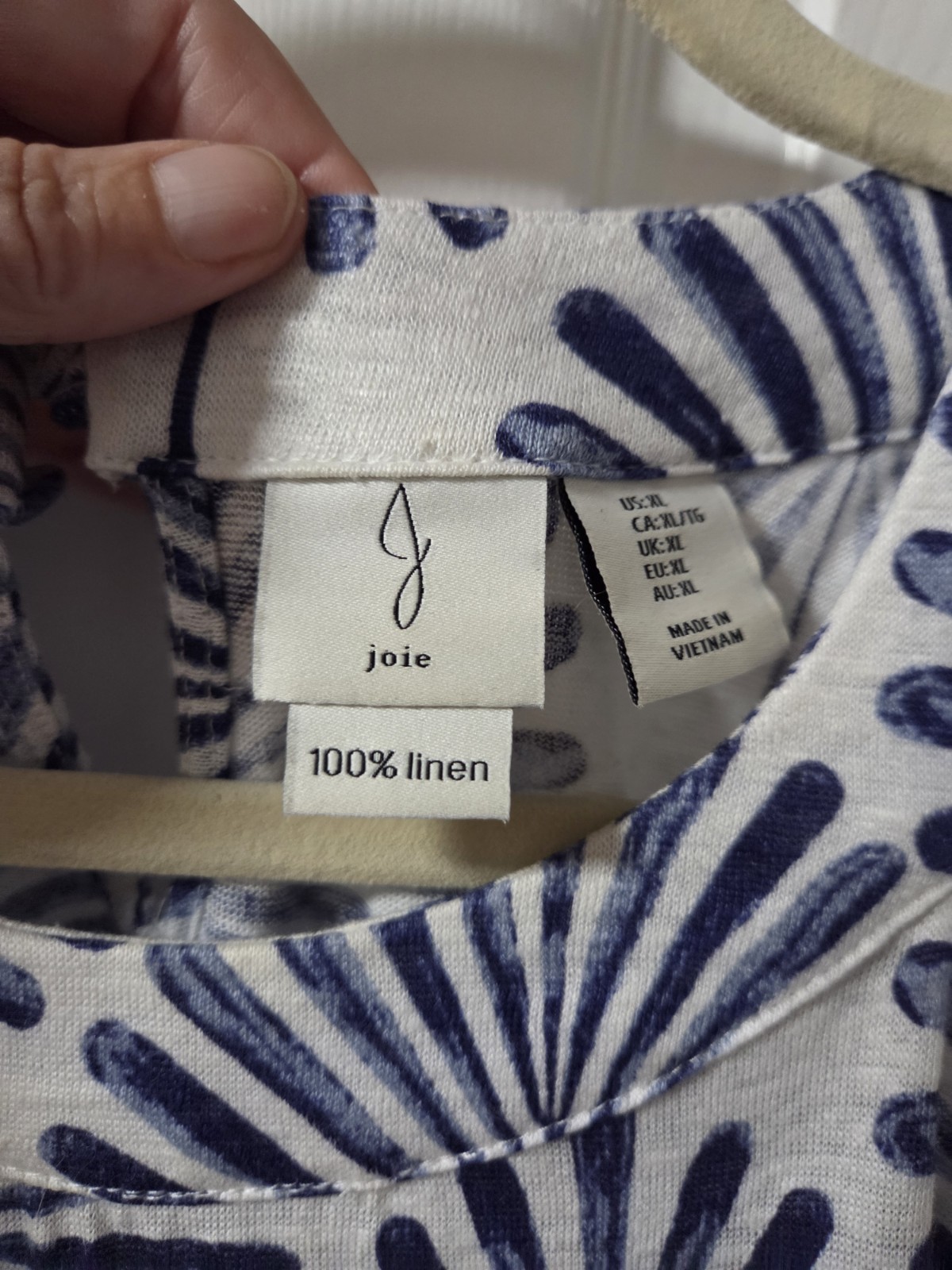Joie 100% Linen Tank Top Womens Size XL Blue Burst Pattern Halter Resort Wear