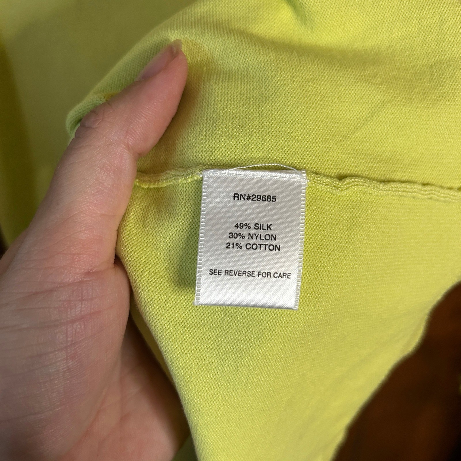 Pendleton Silk Blend Knit Top Short Sleeve Chartreuse Green Size M