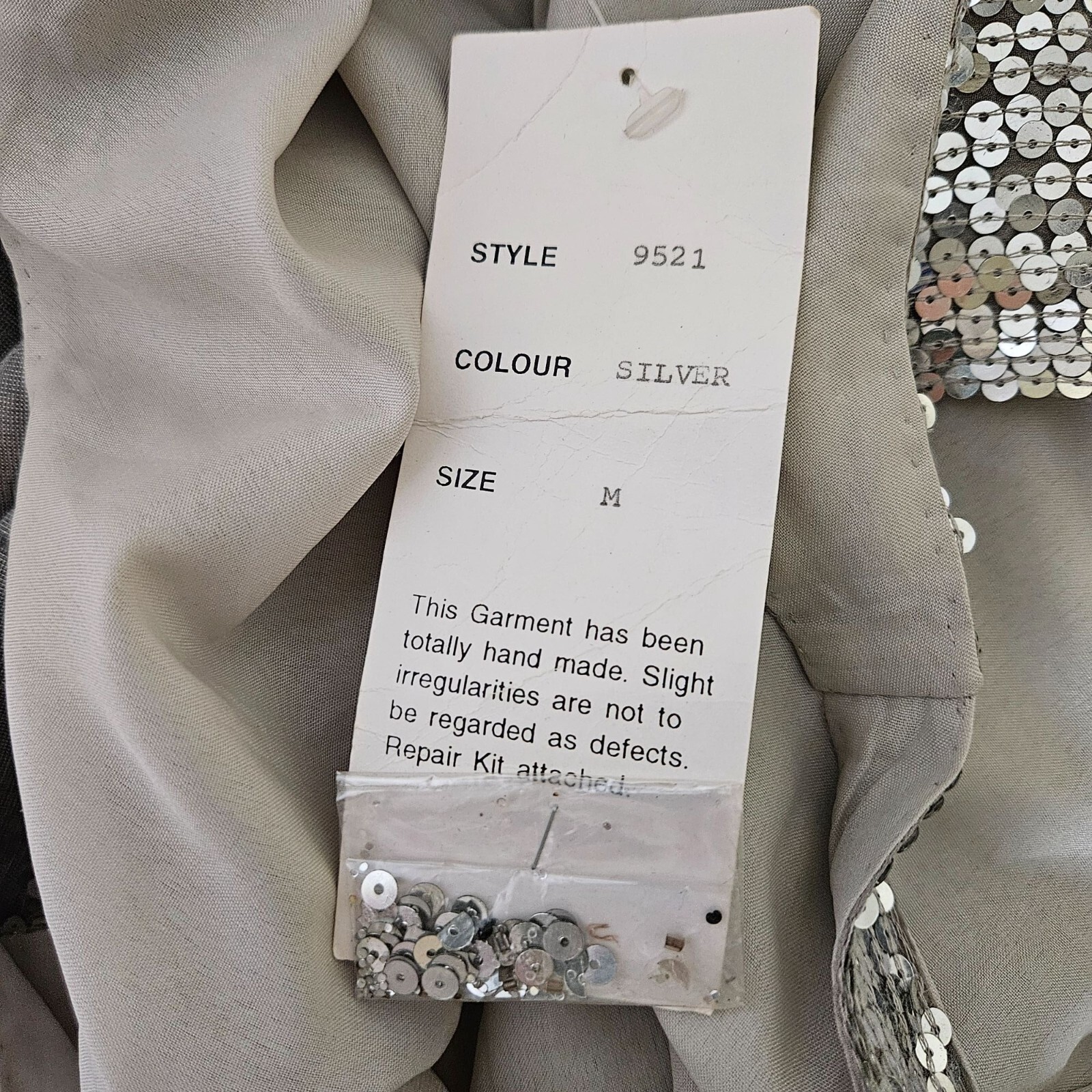 Vintage Miss Morgan Medium Sequin Silk Tank Top Silver Sparkle Hand Made NEW!
