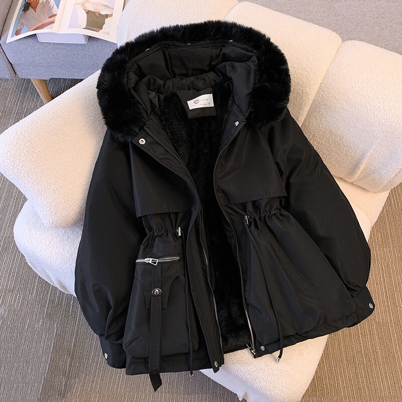 Winter Women Parka Hooded Fleece Padded Warm Coat Ladies Fur Jacket Outwear