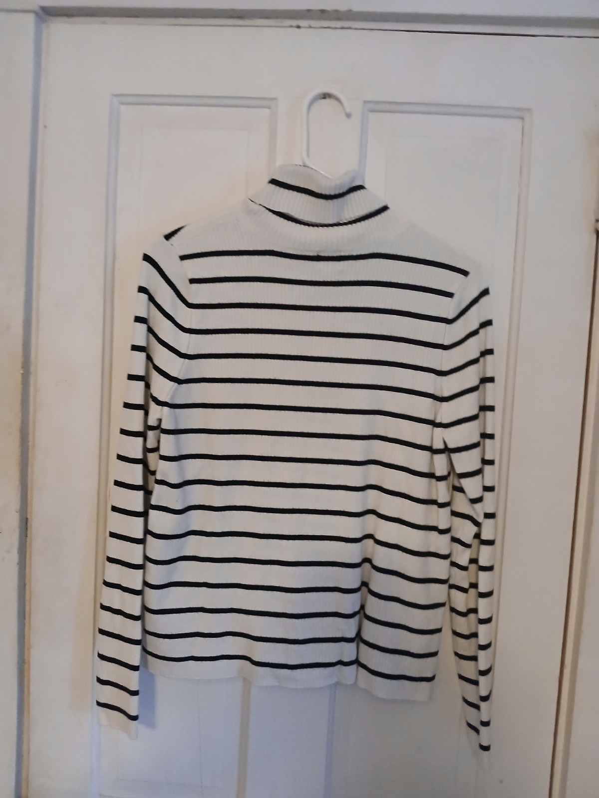 A New Day Women’s XL Striped Turtleneck Long Sleeve Shirt White Black NWOT