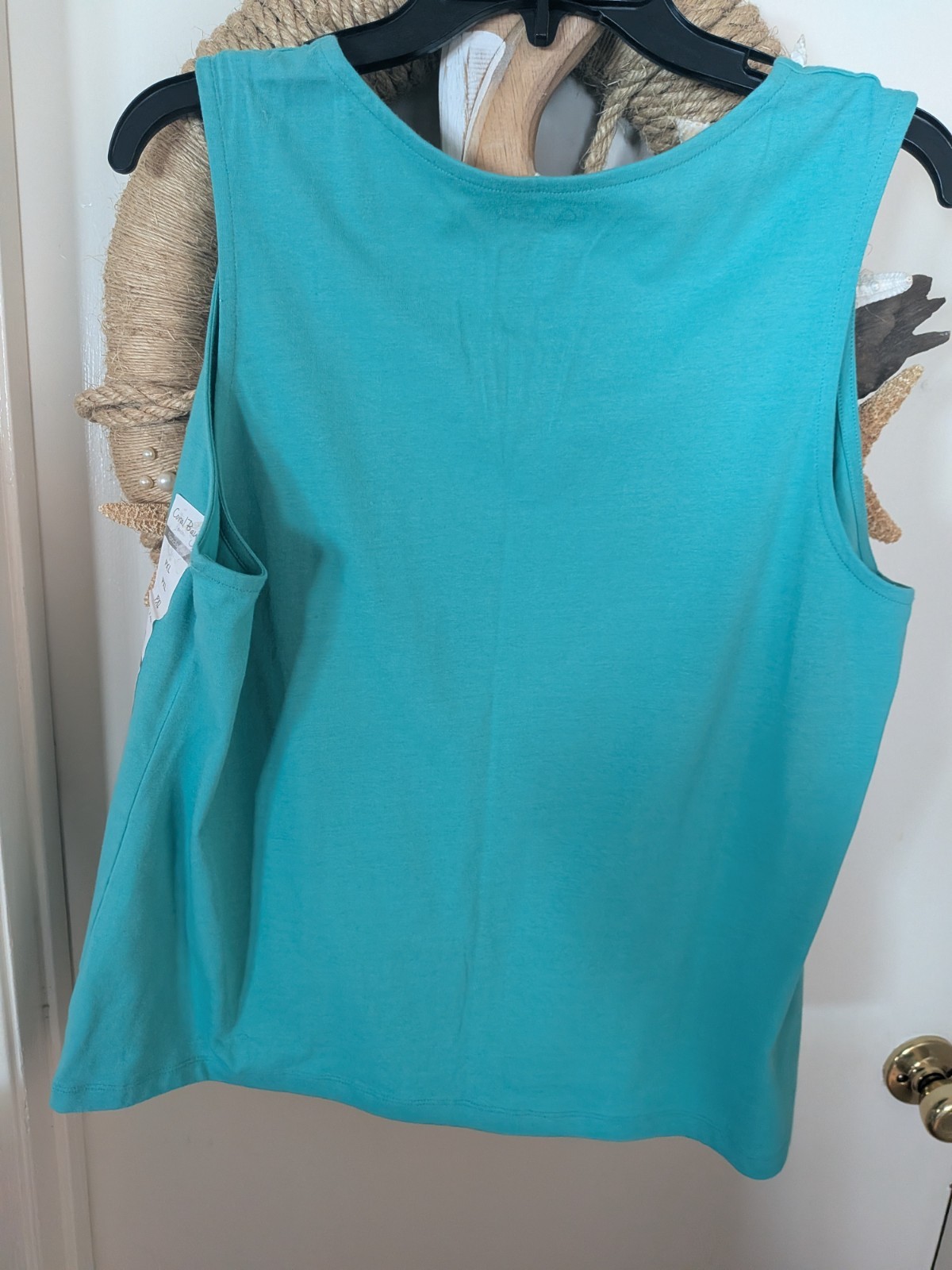 Coral Bay Petite (PXL) Palm Tree/Aqua Sleeveless Top New w/Tags